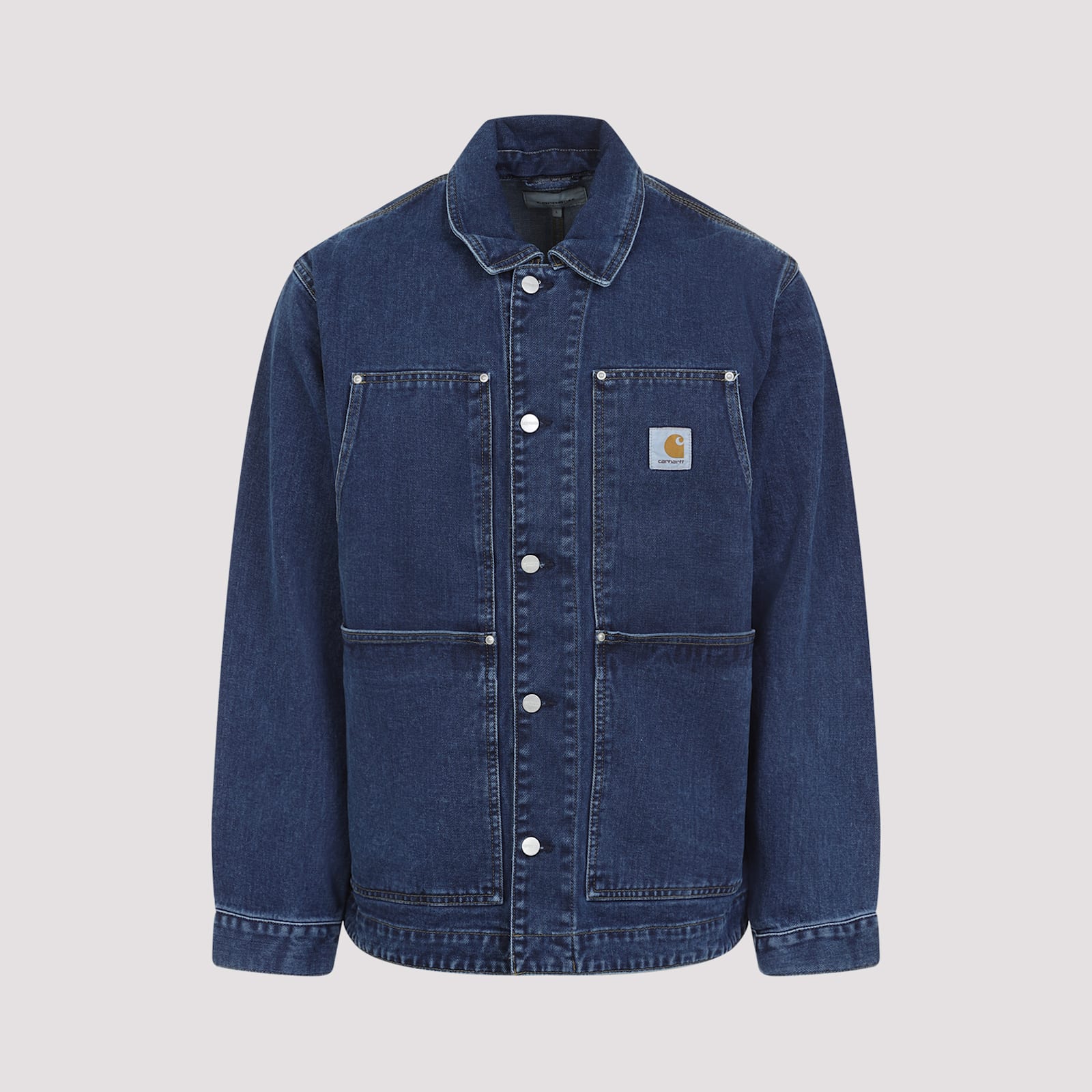 Carhartt Logo Double Front Denim Jacket In Blue