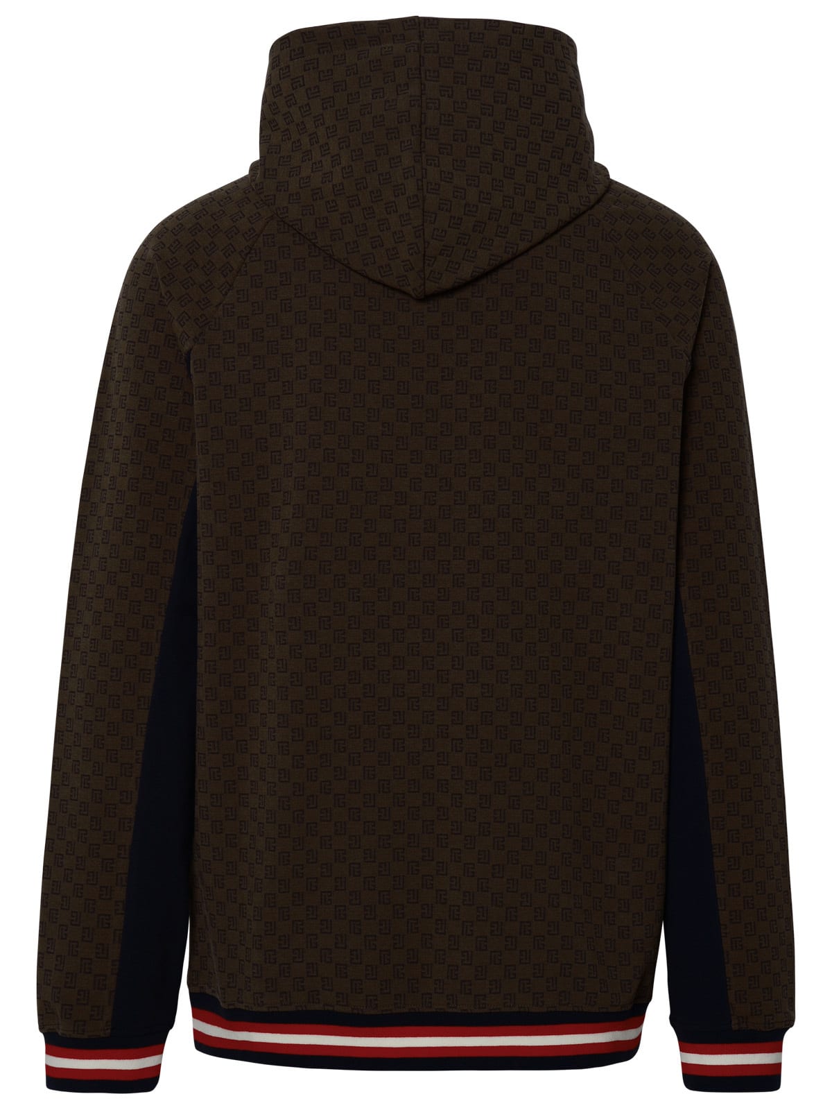 Shop Balmain Brown Cotton Blend Sweatshirt In Marrone/multicolor