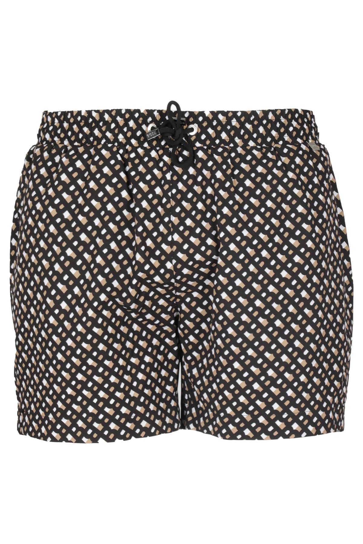Hugo Boss Recycled-material Swim Shorts With Monogram Print In Black