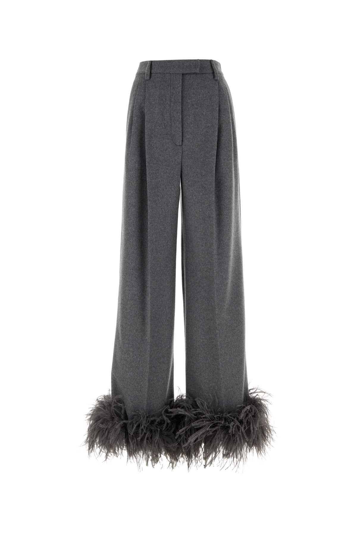 Prada Grey Cashmere Wide-leg Pant