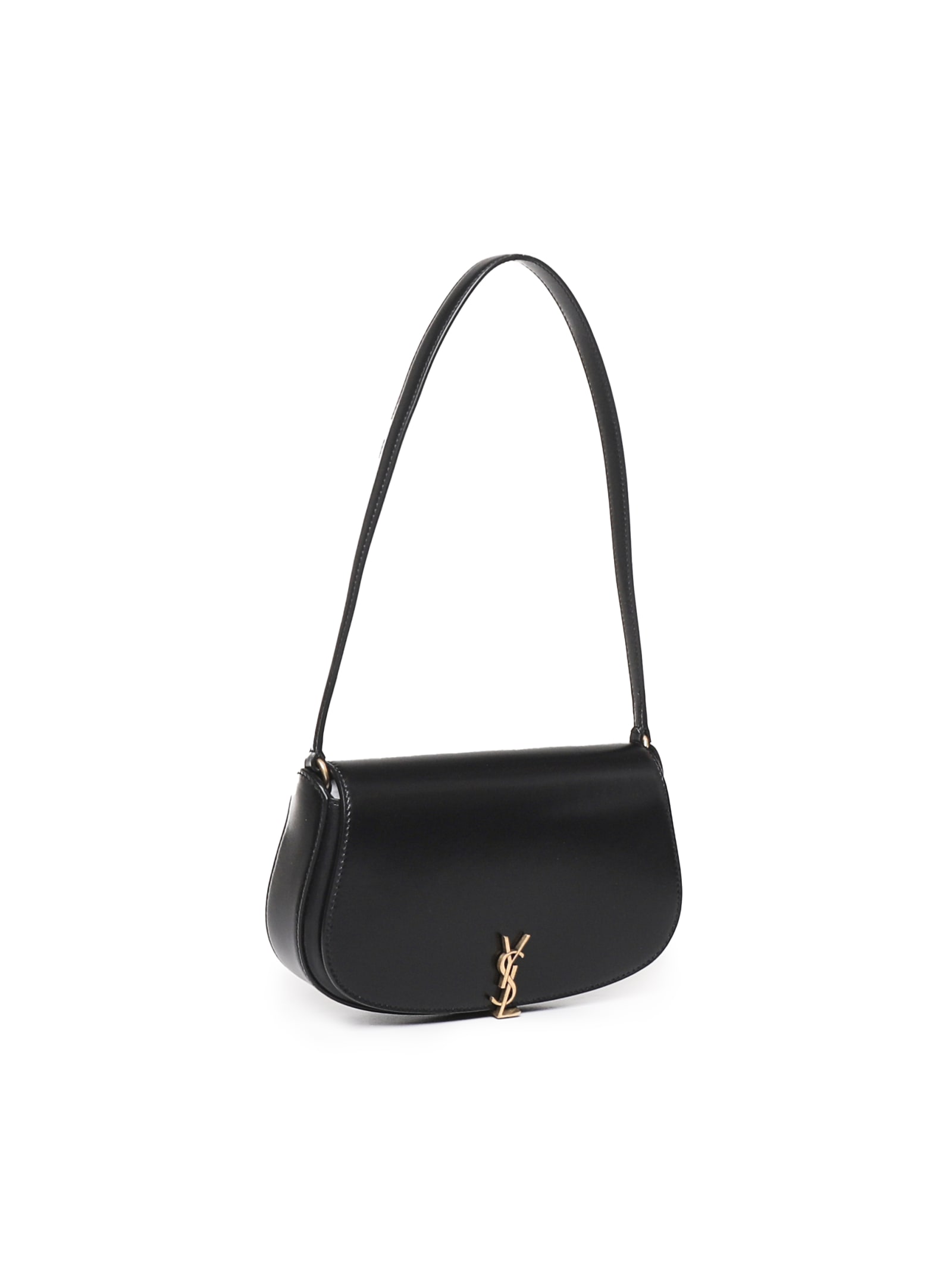 Shop Saint Laurent Voltaire Demi Lune Bag In Nero