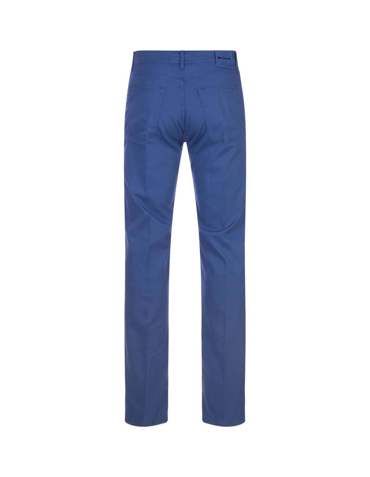 Shop Kiton Cobalt Blue 5 Pocket Straight Leg Trousers
