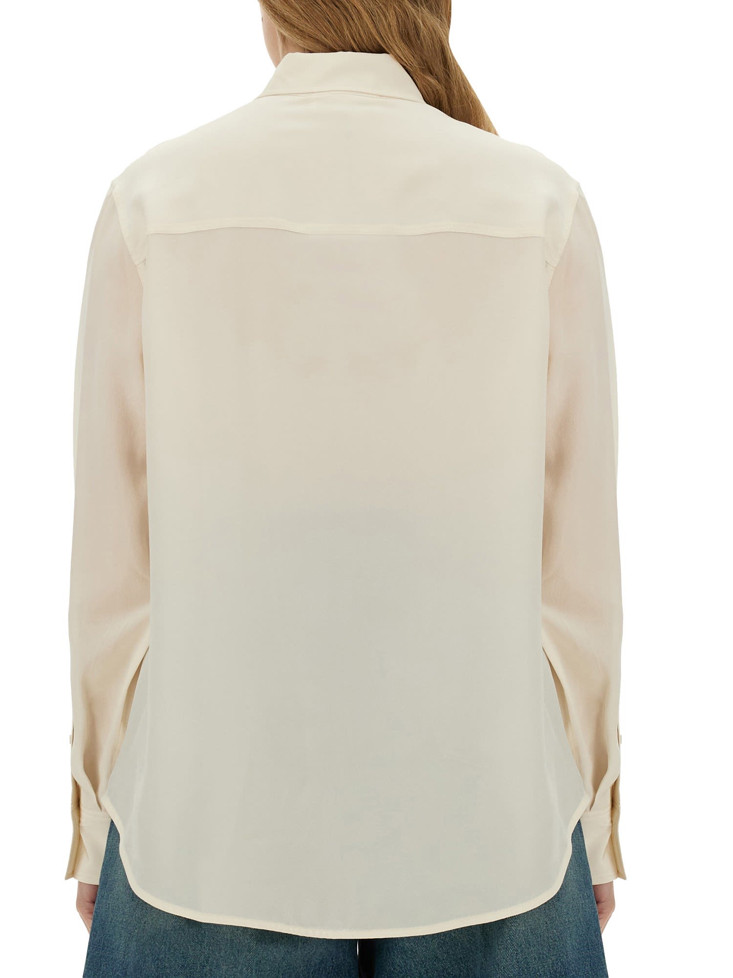 Shop Victoria Beckham Silk Shirt In Panna