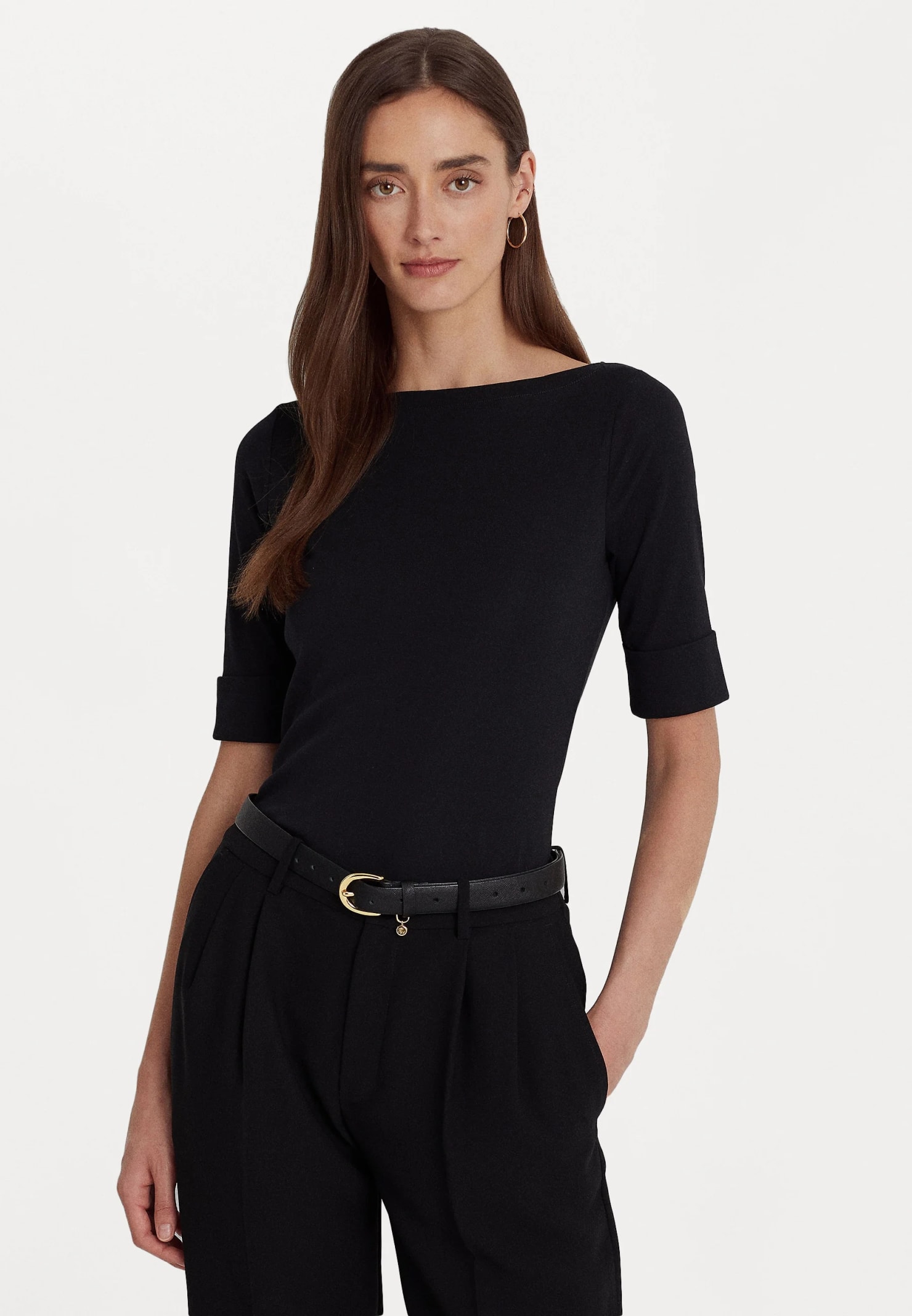 Shop Ralph Lauren Judy Elbow Sleeve Knit In Polo Black