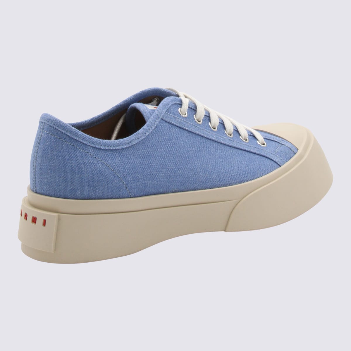 Shop Marni Light Blue Leather Sneakers