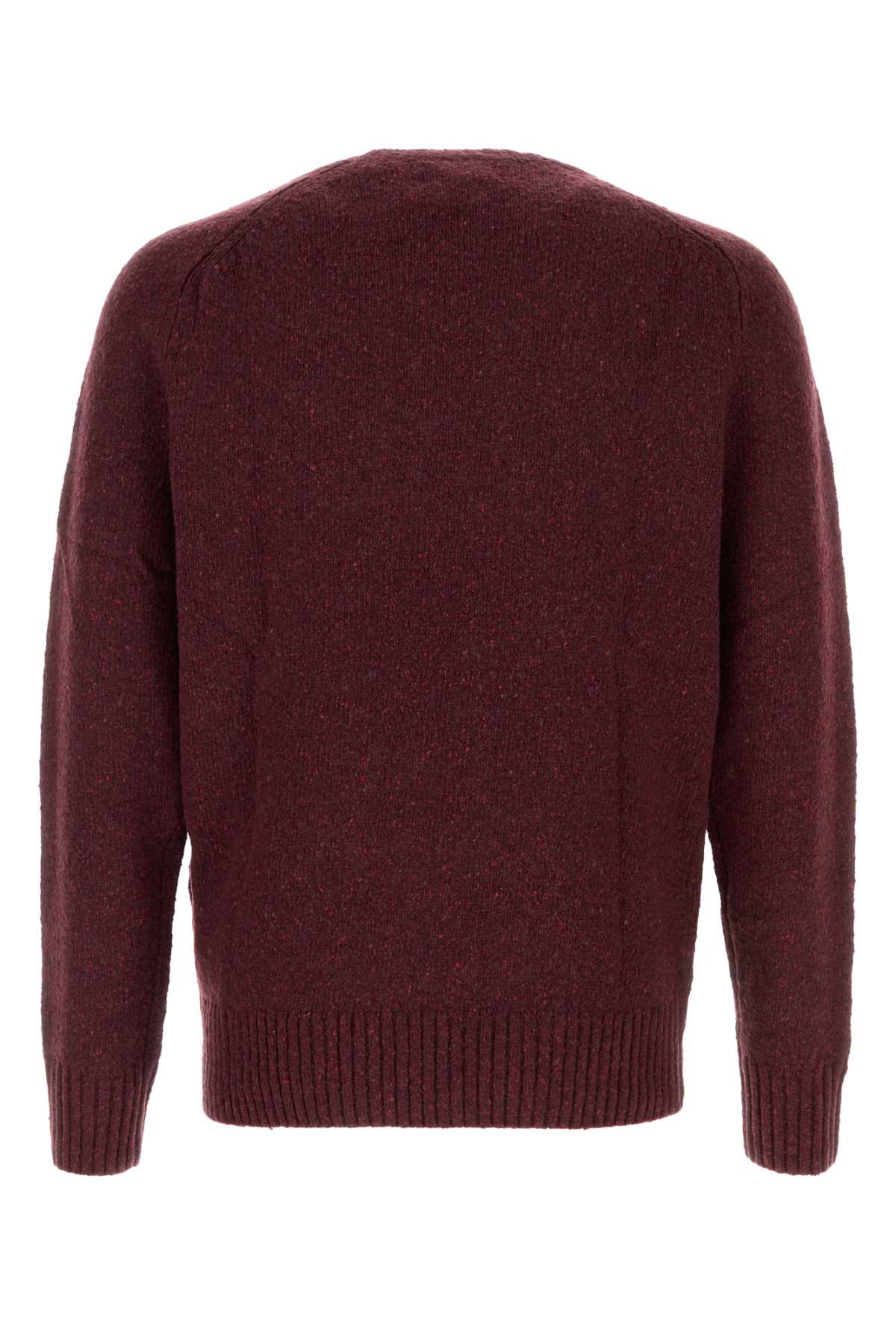 Shop Polo Ralph Lauren Melange Burgundy Wool Blend Sweater In Agedwinedonegal