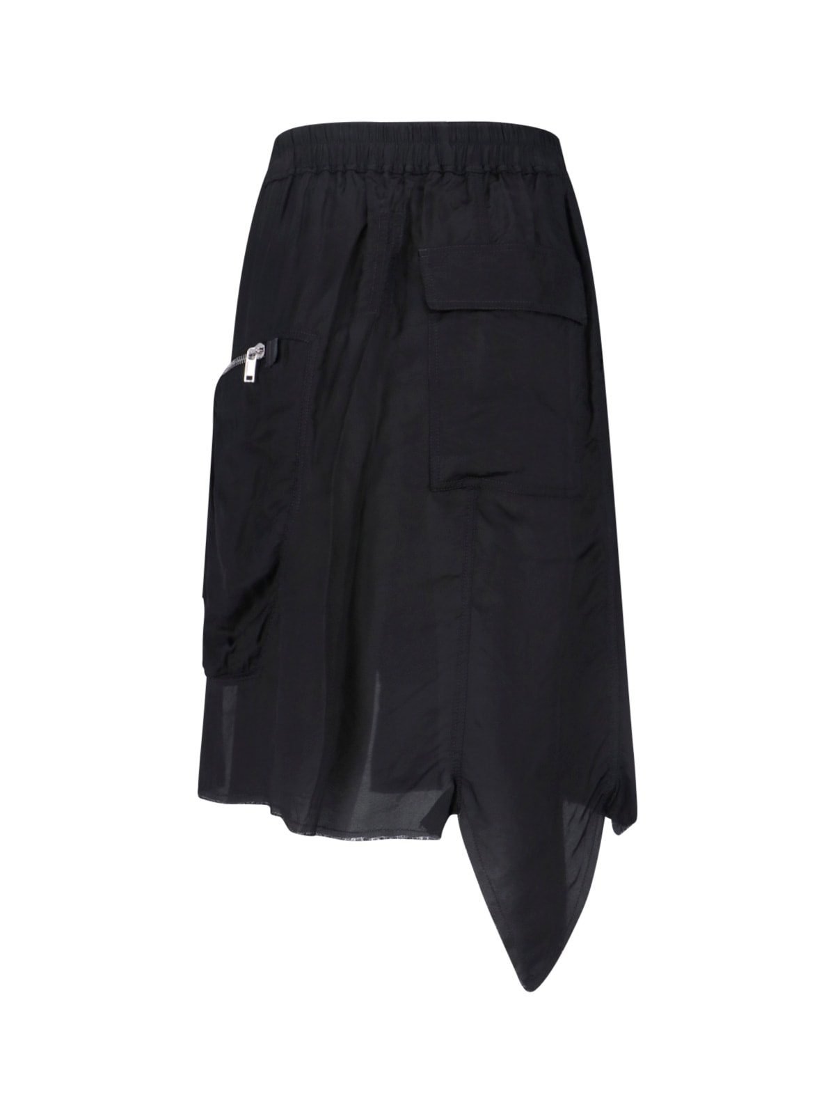 Rick Owens Womens Black Dracca Asymmetric-hem Wool Midi Skirt In Animal Print
