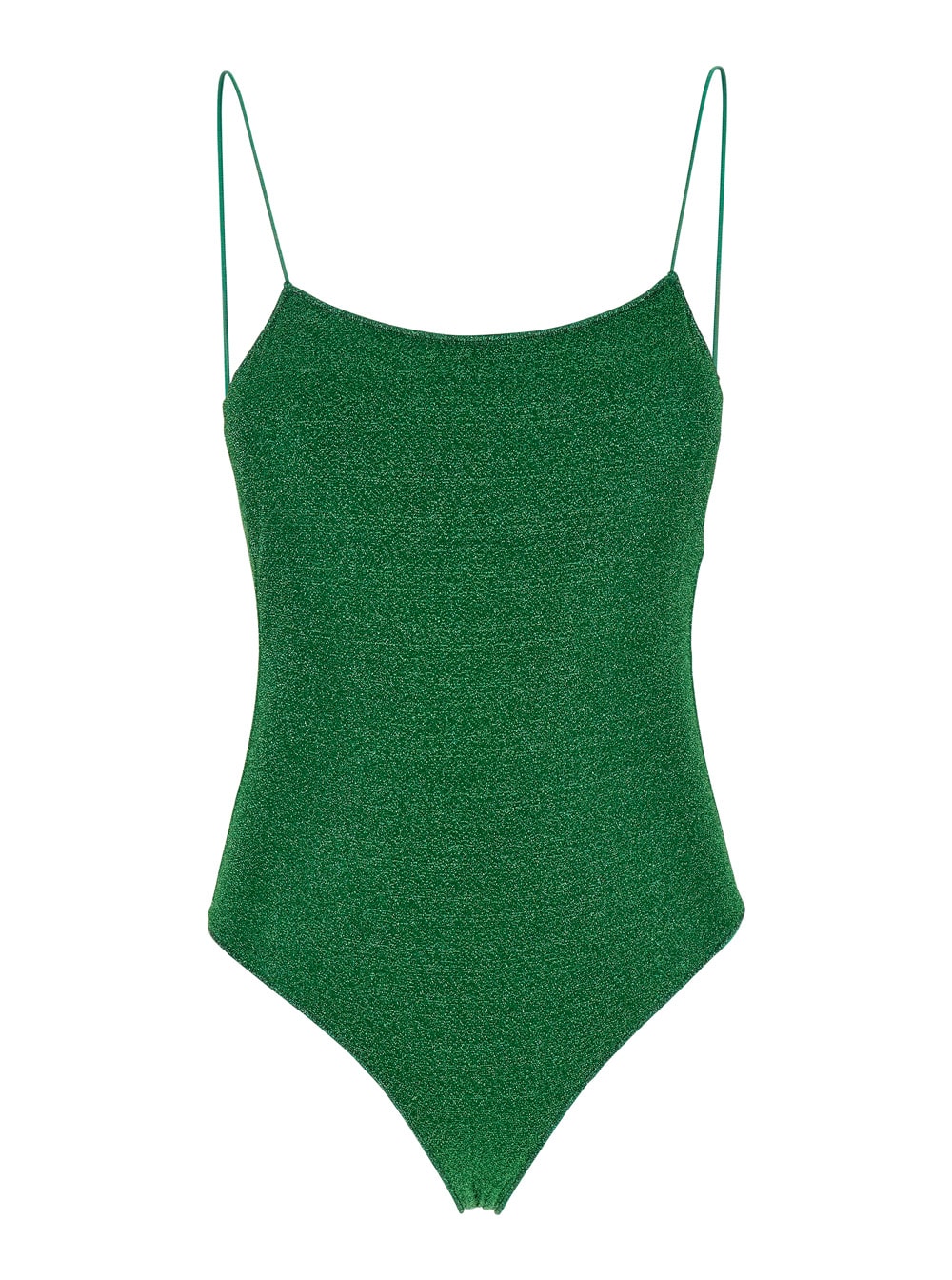 lumière Maillot Green Swimsuit With Open Back In Lurex Woman