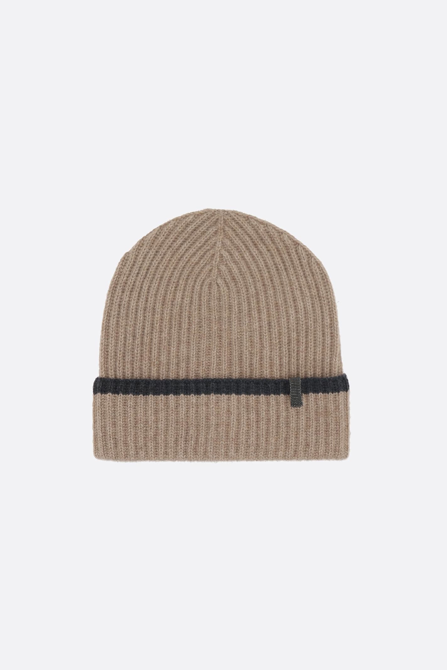 Brunello Cucinelli Cashmere Beanie With Monile In Brown