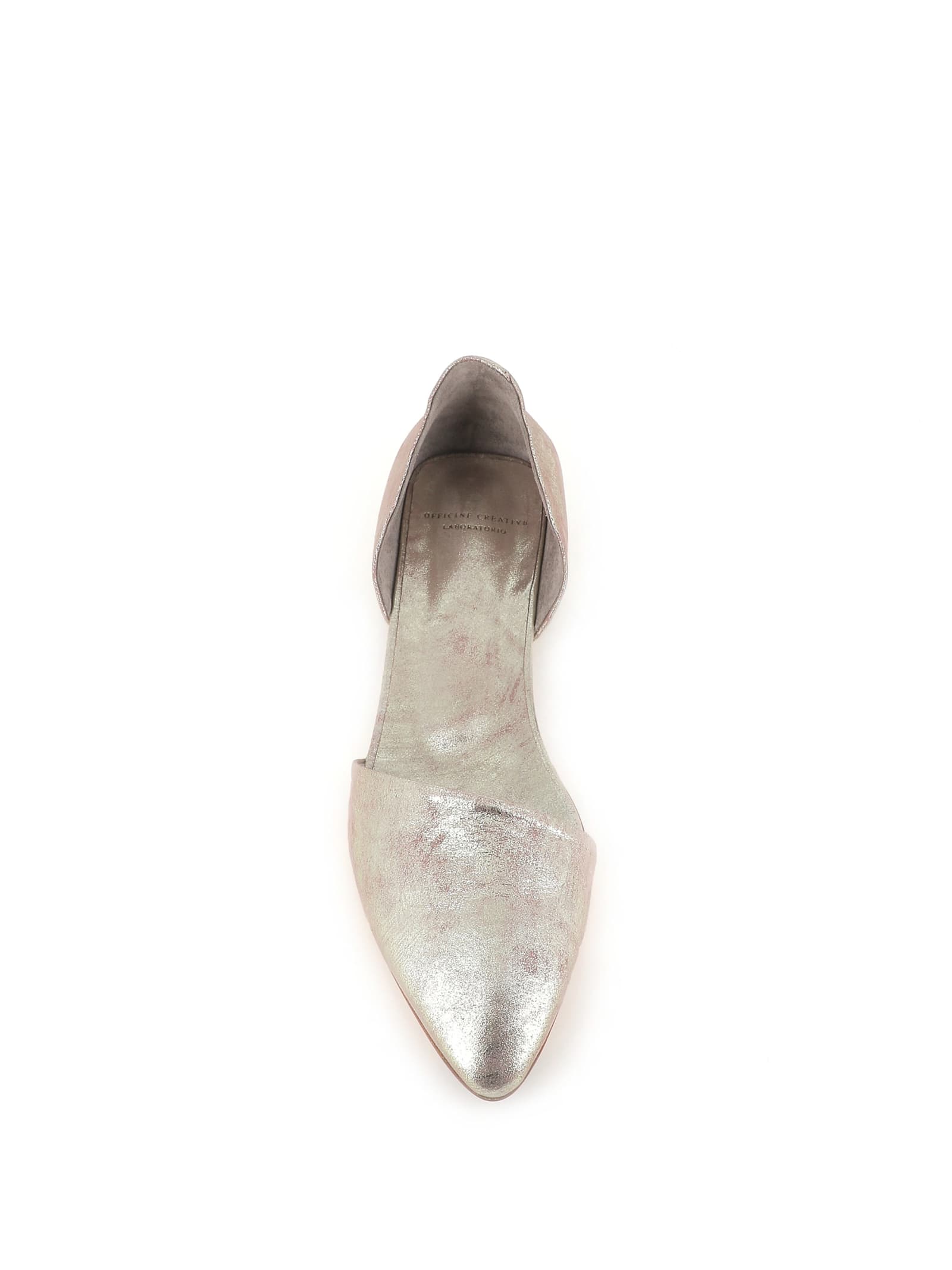 Officine Creative Leather Ballet Flats In Platinum