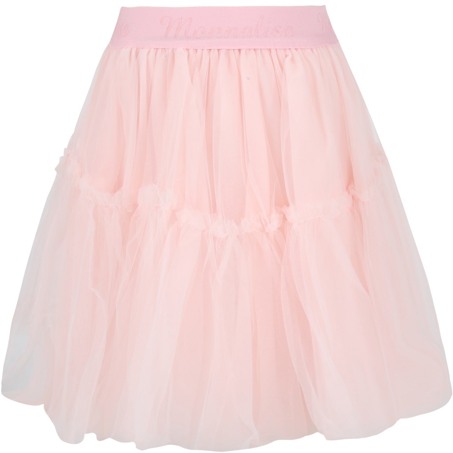 Monnalisa Pink Skirt For Girl With Logos
