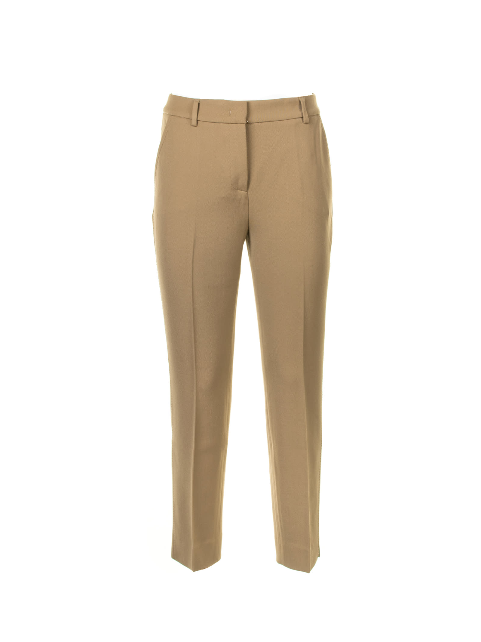 VIA MASINI 80 WOMENS HAZELNUT HIGH-WAISTED TROUSERS 