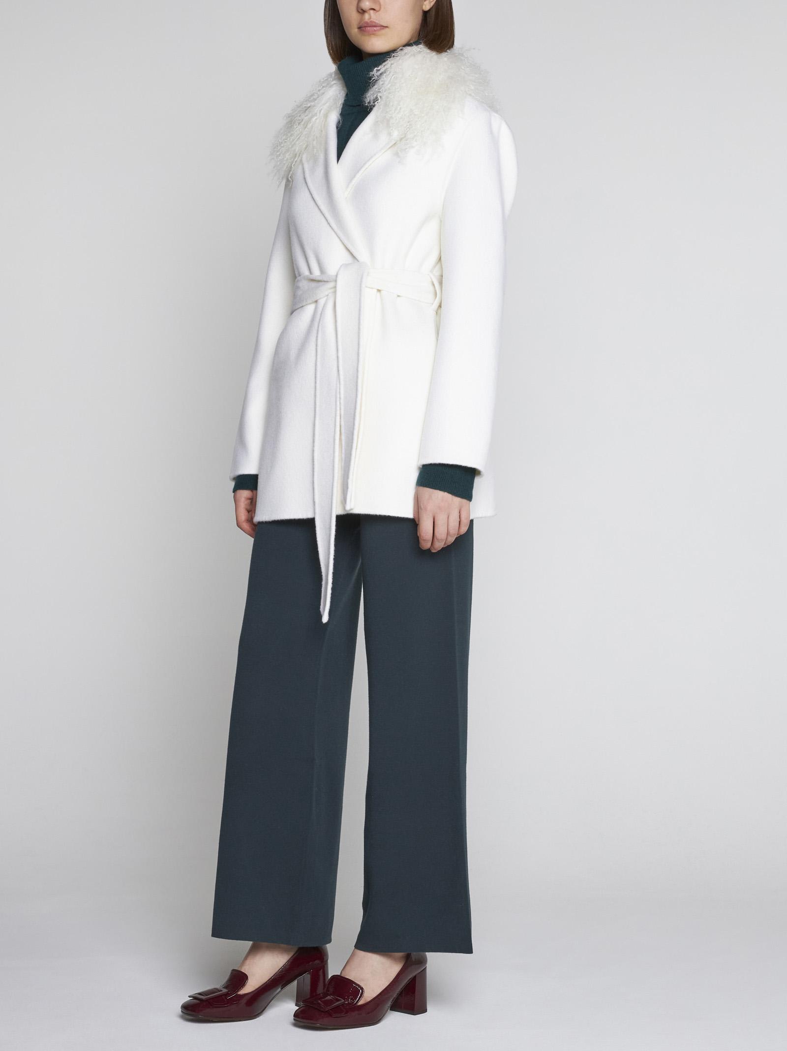 Shop P.a.r.o.s.h Pleak Wool Belted Coat In White