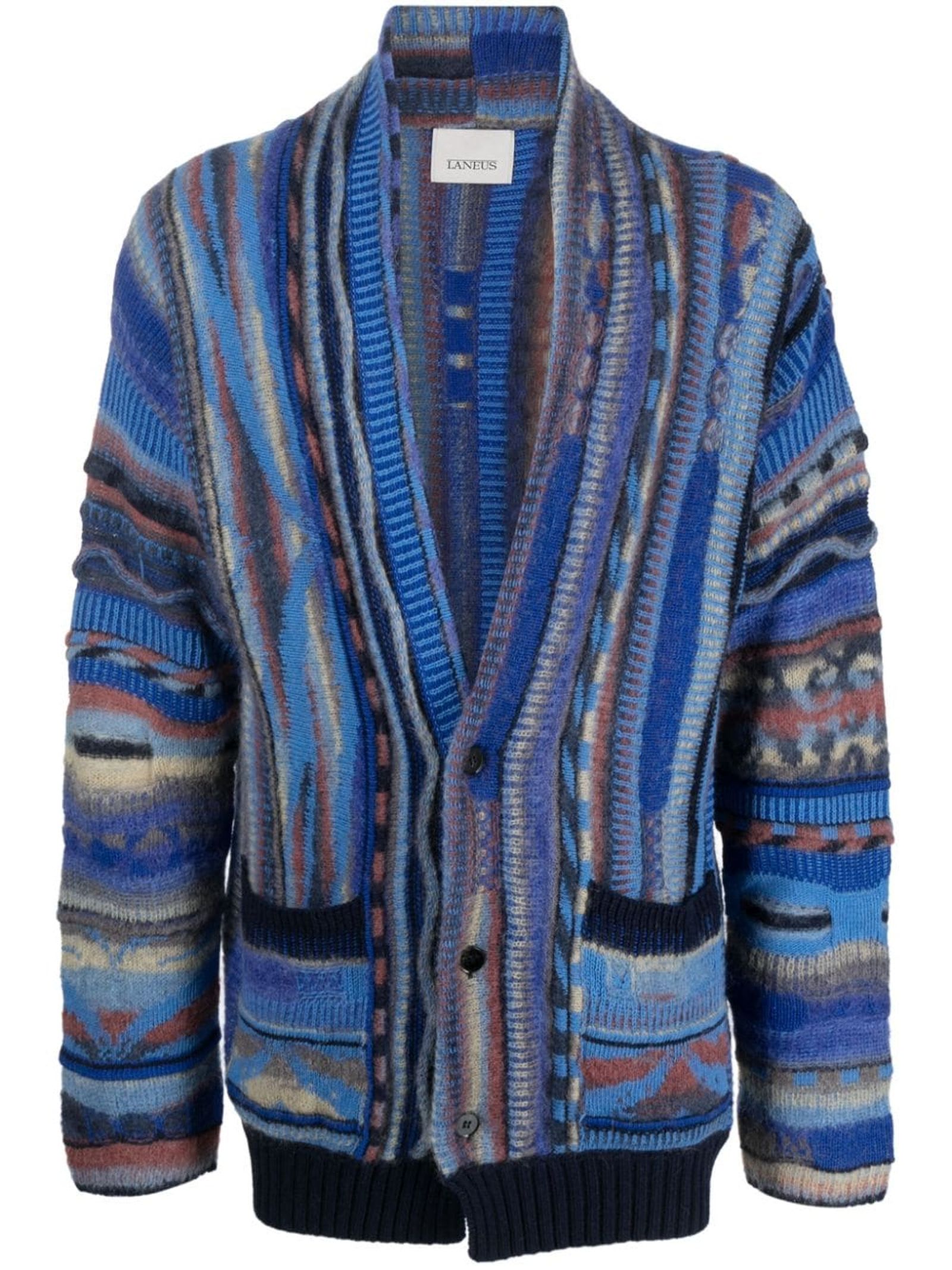 Shop Laneus Blue Wool Blend Cardigan In Variante