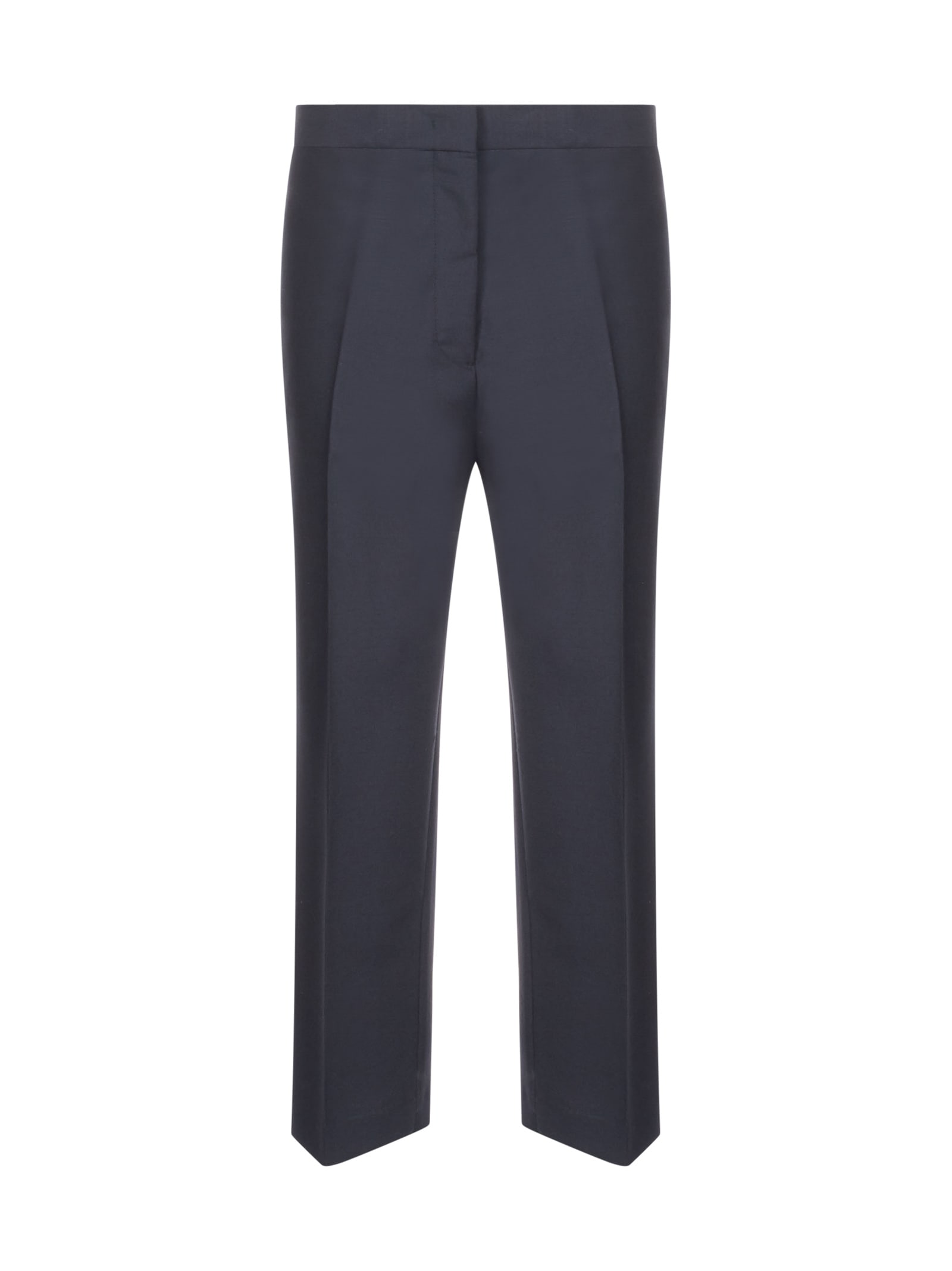 Jil Sander Wool And Mohair Blend Cropped Trousers In Dark Blue