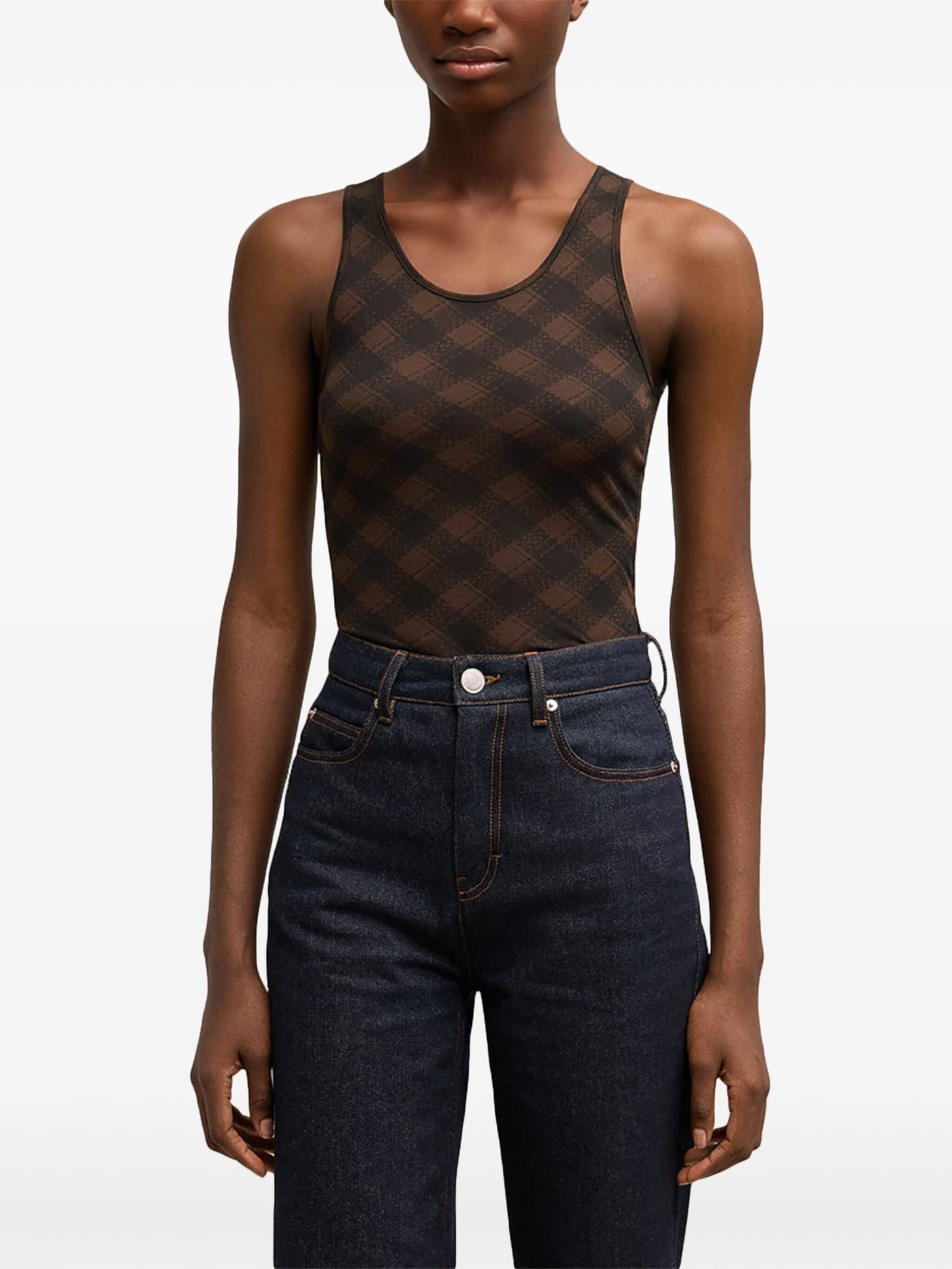 Shop Ami Alexandre Mattiussi Top In Mesh In Black Dark Coffee