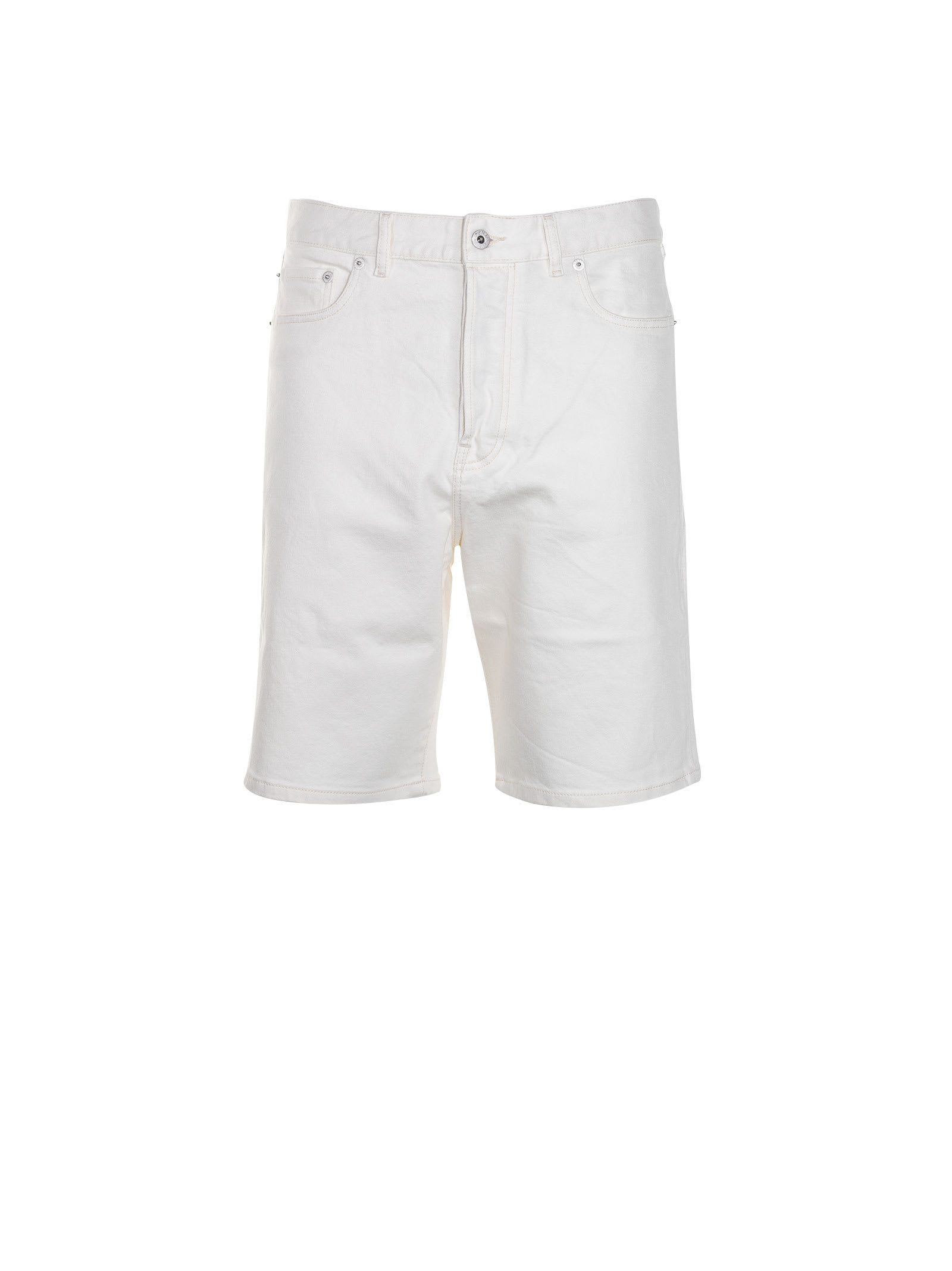 Kenzo White Denim Knee-length Bermuda Shorts In Bleached White Denim