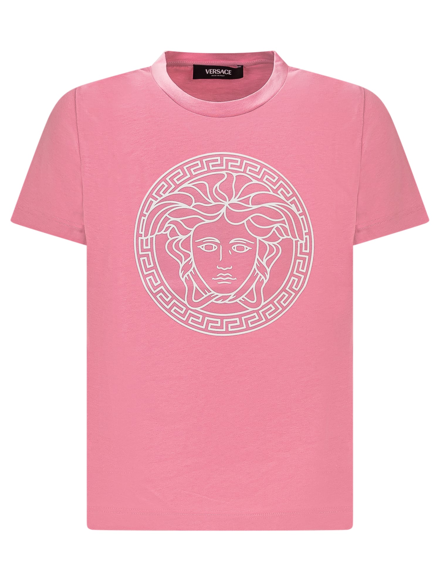 Shop Young Versace T-shirt With Logo In Tutu Pink-bianco