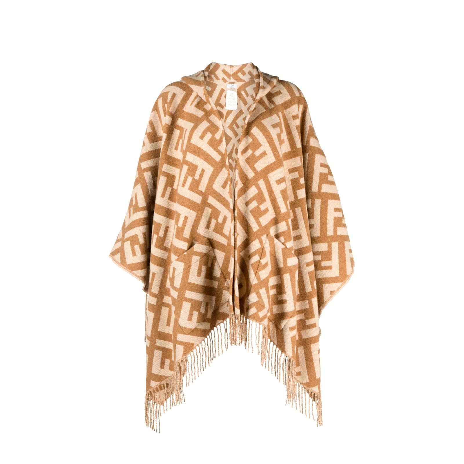 FENDI FF JACQUARD CASHMERE PONCHO 