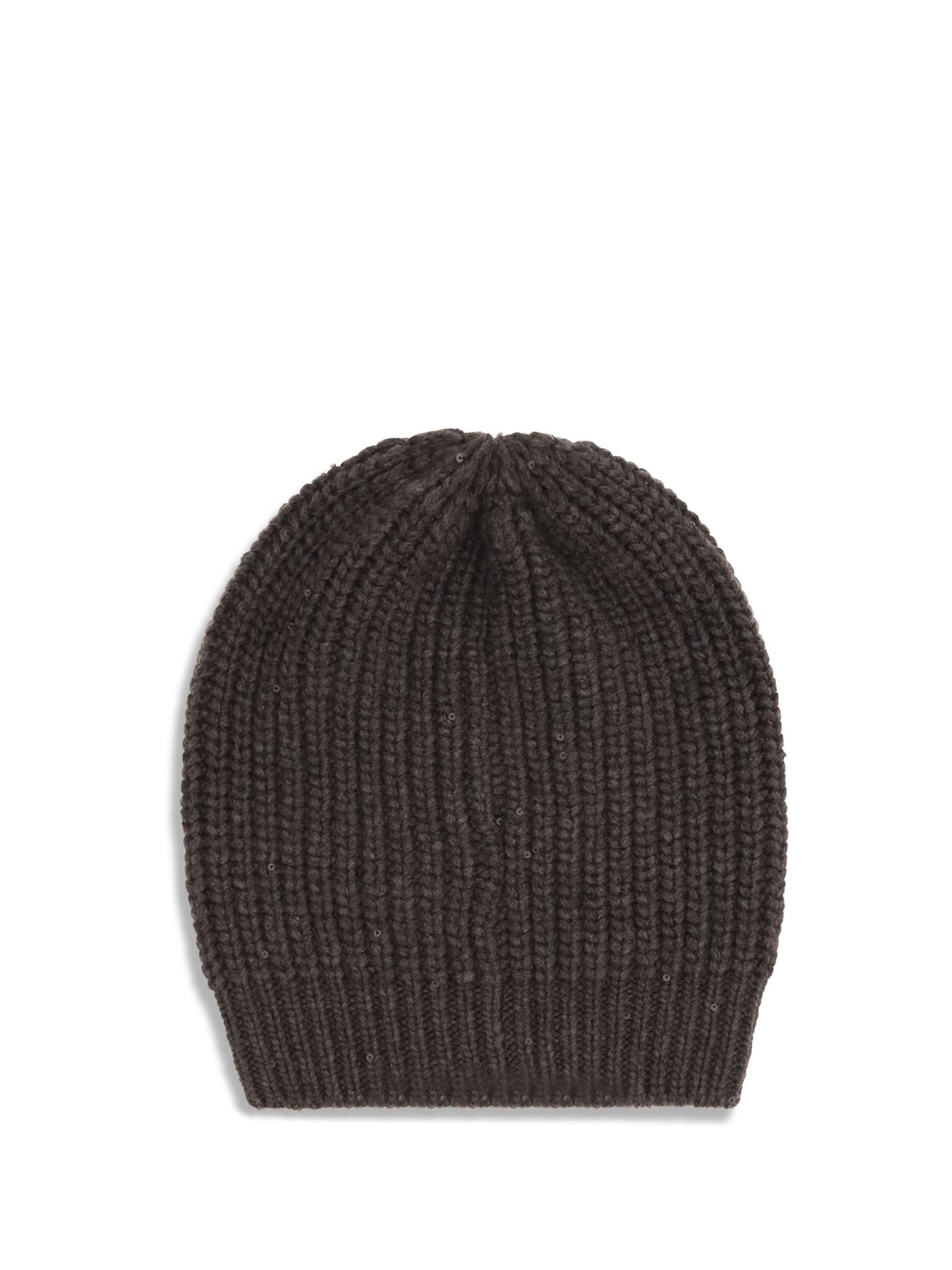 Brunello Cucinelli Ribbed Sequin-embellished Beannie Hat In Brown