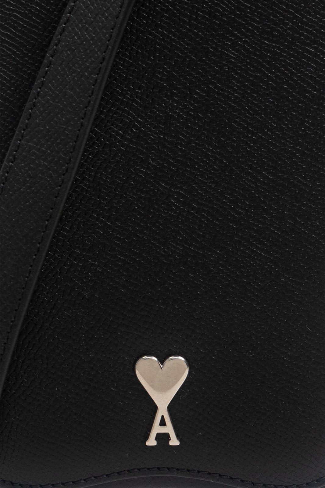 Shop Ami Alexandre Mattiussi Paris Ami De Coeur Logo Plaque Shoulder Bag In Black