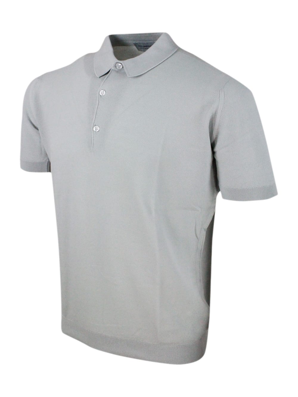 Shop John Smedley Short-sleeved Polo Shirt In Extrafine Piqué Cotton Thread With Three Buttons In Grey