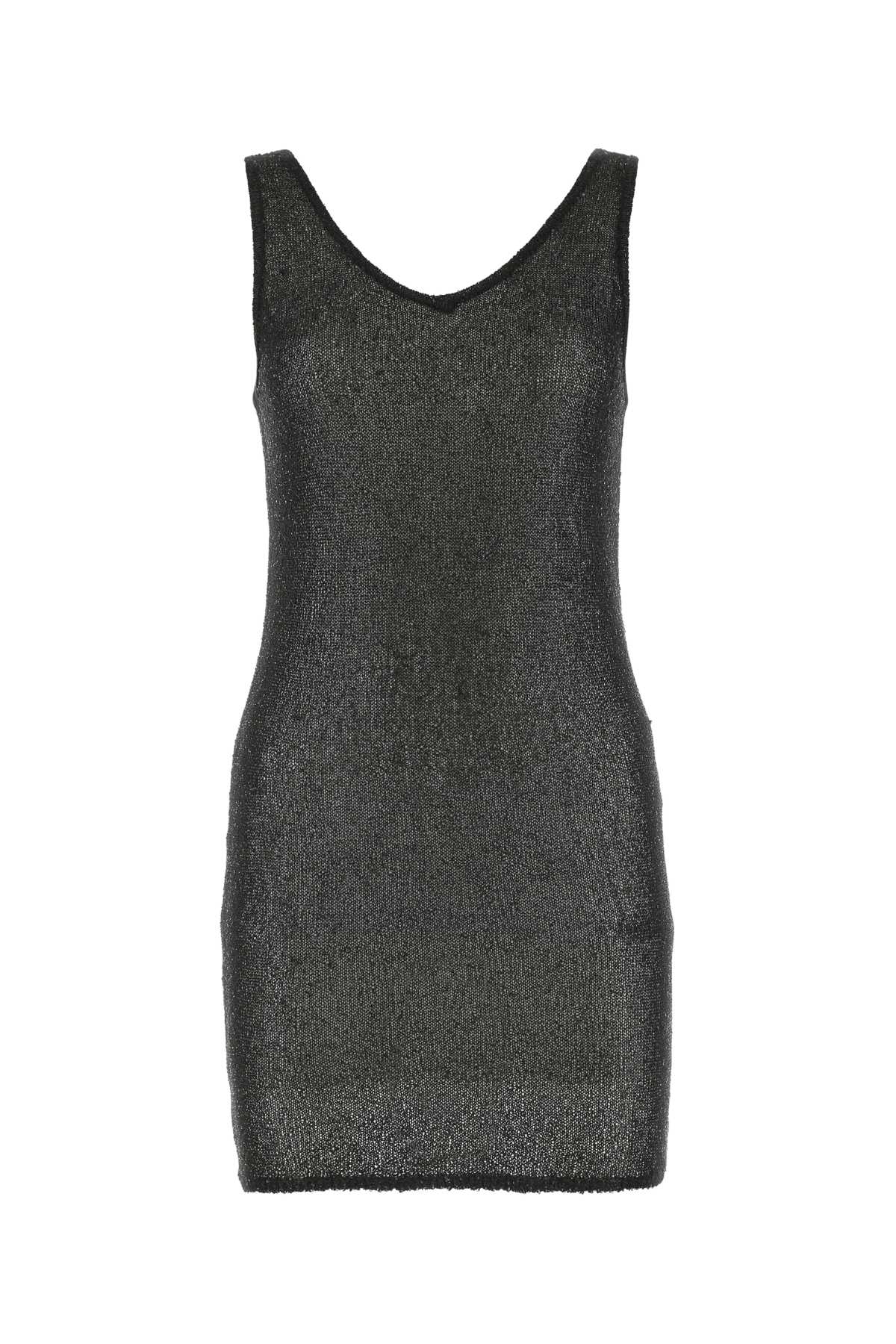 Black Polyester Mini Dress