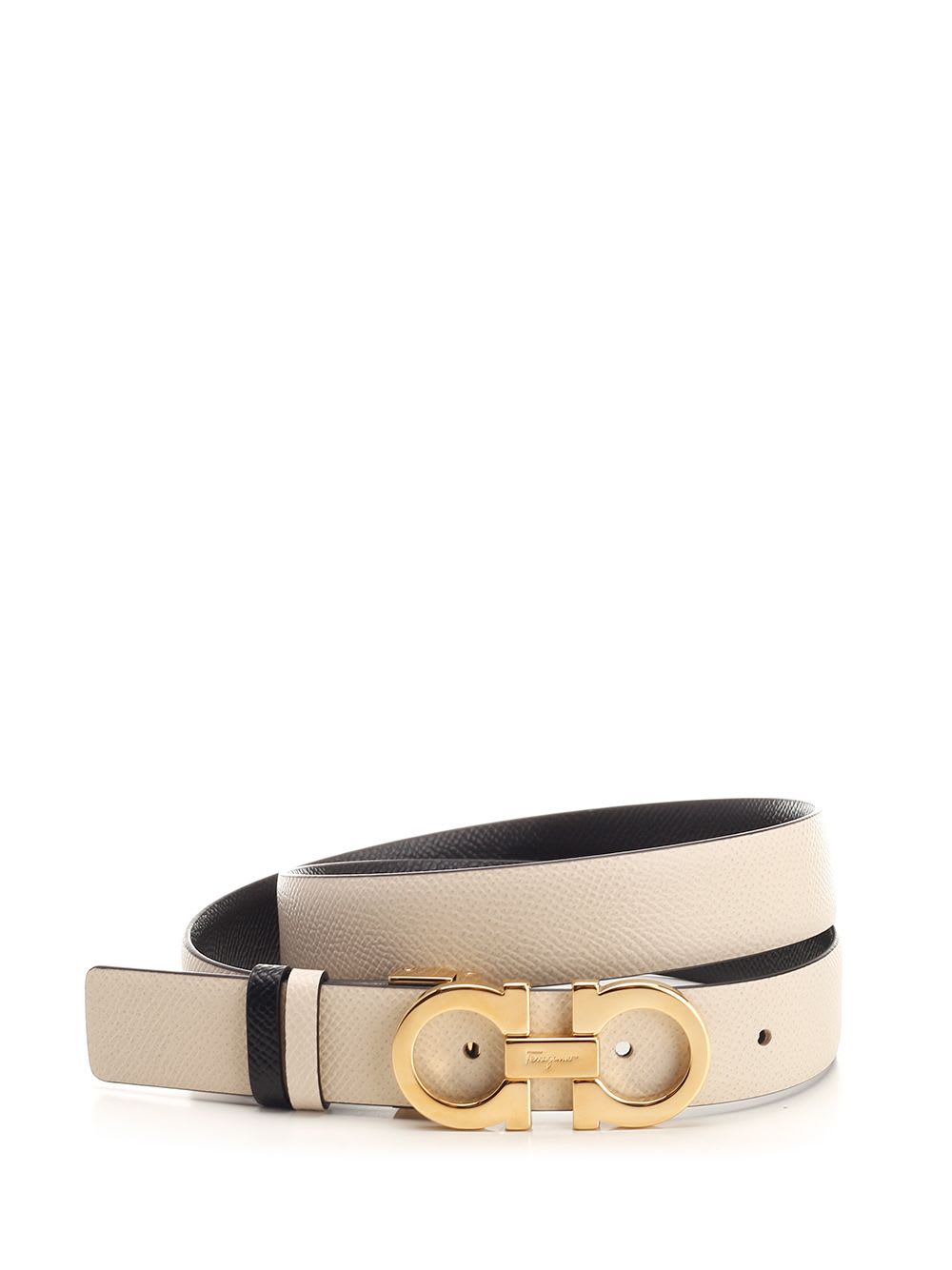 Shop Ferragamo Reversible And Adjustable Gancini Belt In White