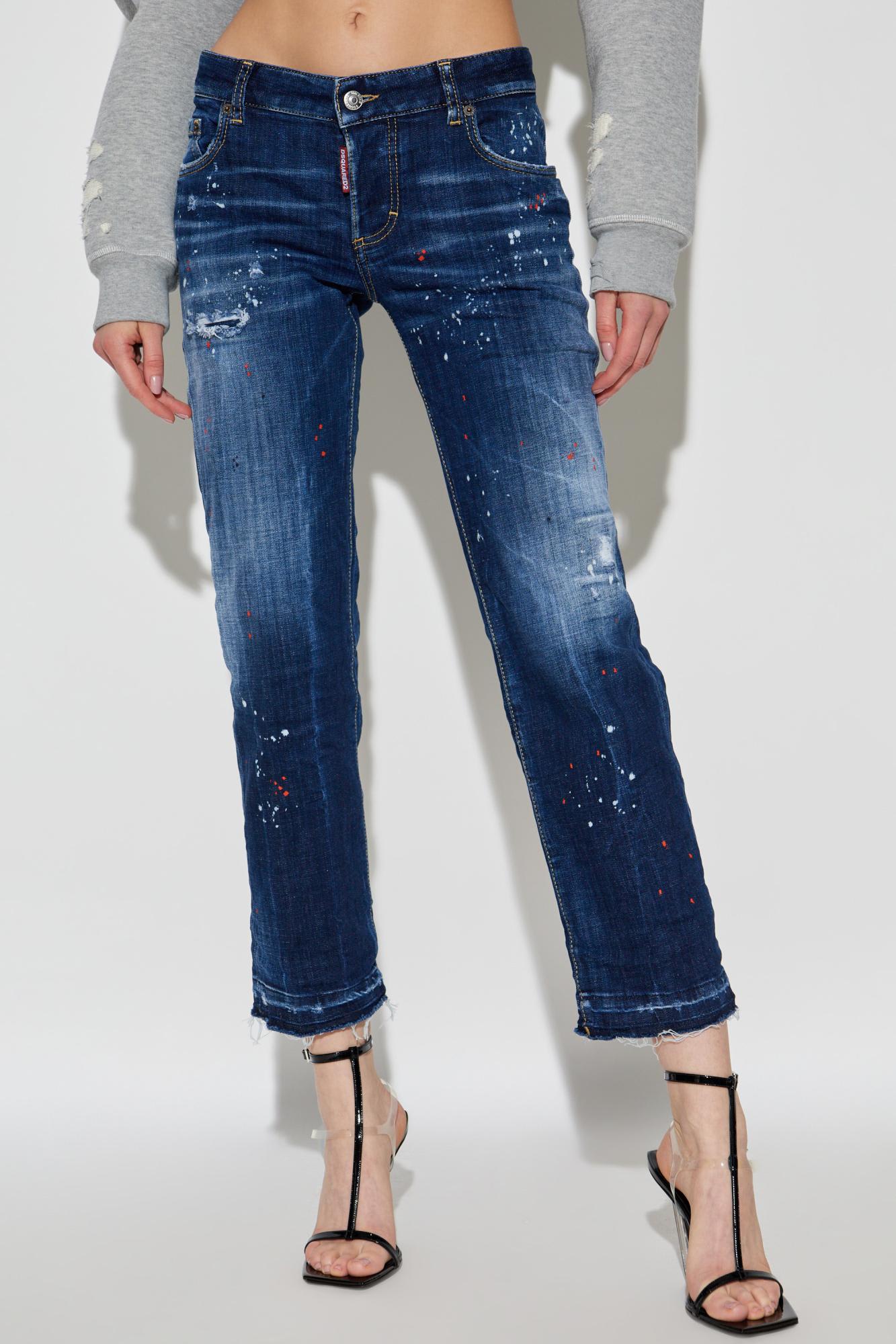 Dsquared2 Stretch Denim Boston Jeans In Blue