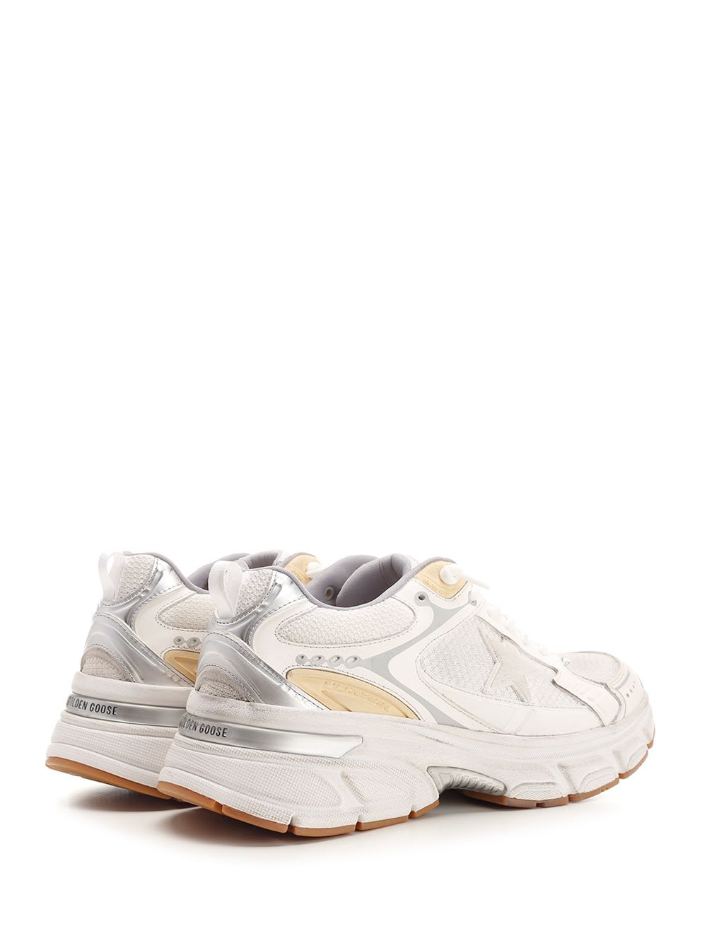 Golden Goose Lightstar White Low Top Sneakers With Logo Patch On The Tongue And Logo Lettering On The Heel In Lea In Multi