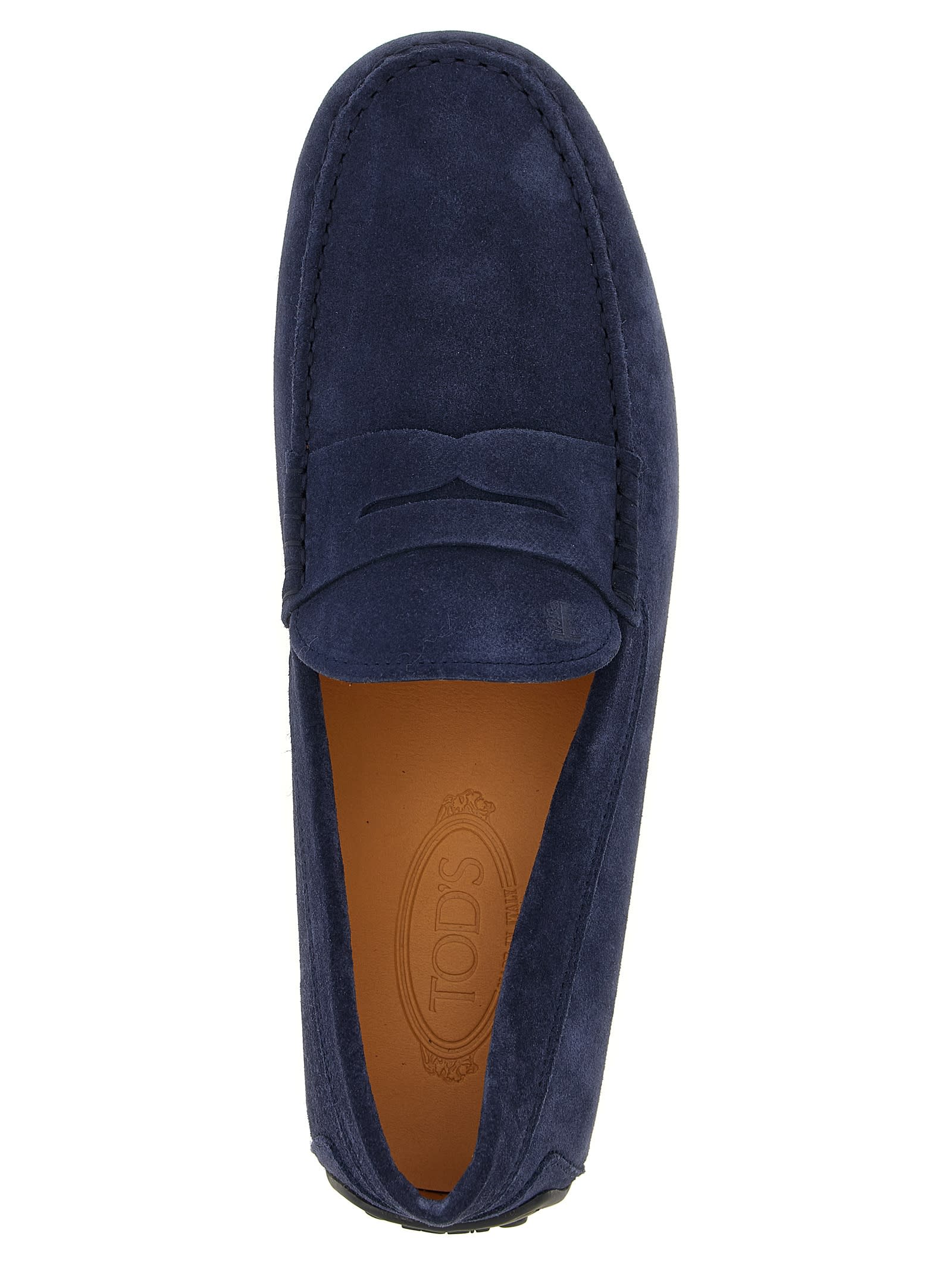 Tod's Suede Leather Gommino Driver Loafers Tods In Blue