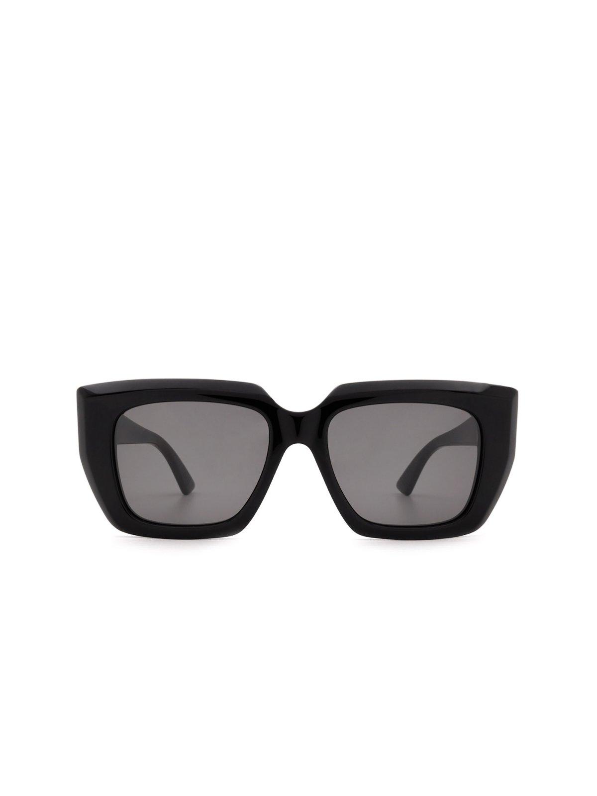 Shop Bottega Veneta Square Frame Sunglasses In 001 Black Black Grey