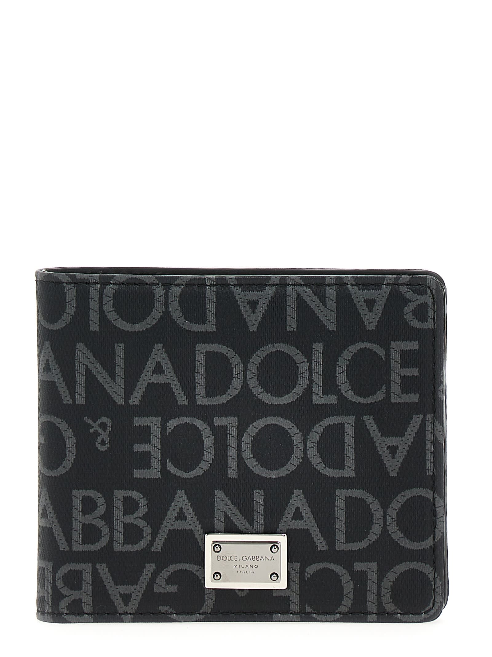 Shop Dolce & Gabbana Jacquard Logo Wallet In Black