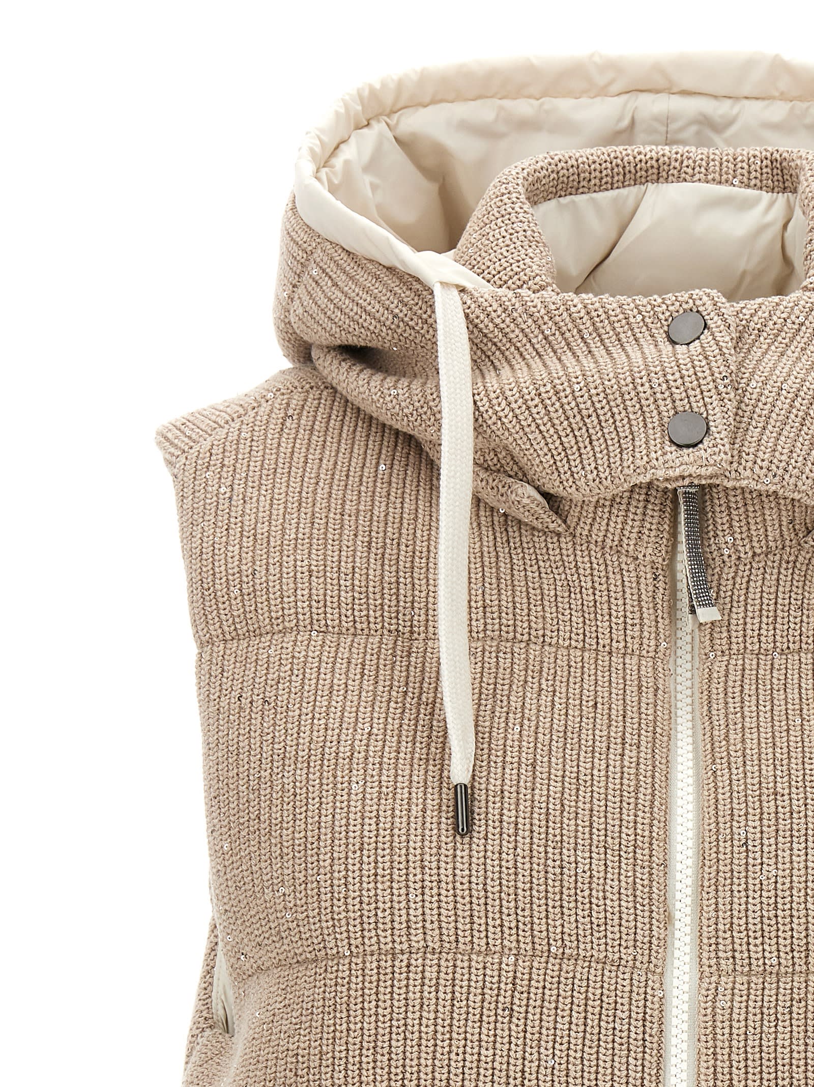 Shop Brunello Cucinelli Sequin Knit Vest In Neutrals