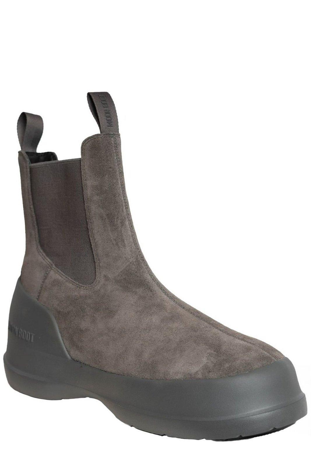 Shop Moon Boot Luna Logo-printed Slip-on Boots In Grey