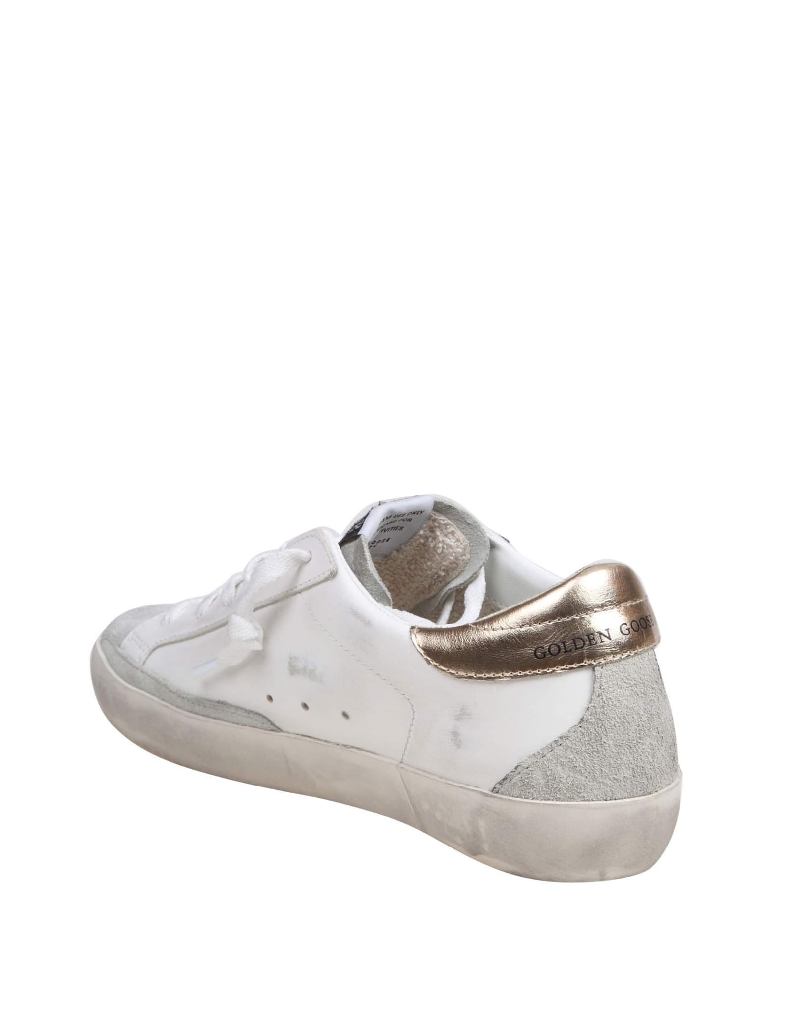 Shop Golden Goose Super Star Sneakers In Leather And Suede With Crystal In White/crystal