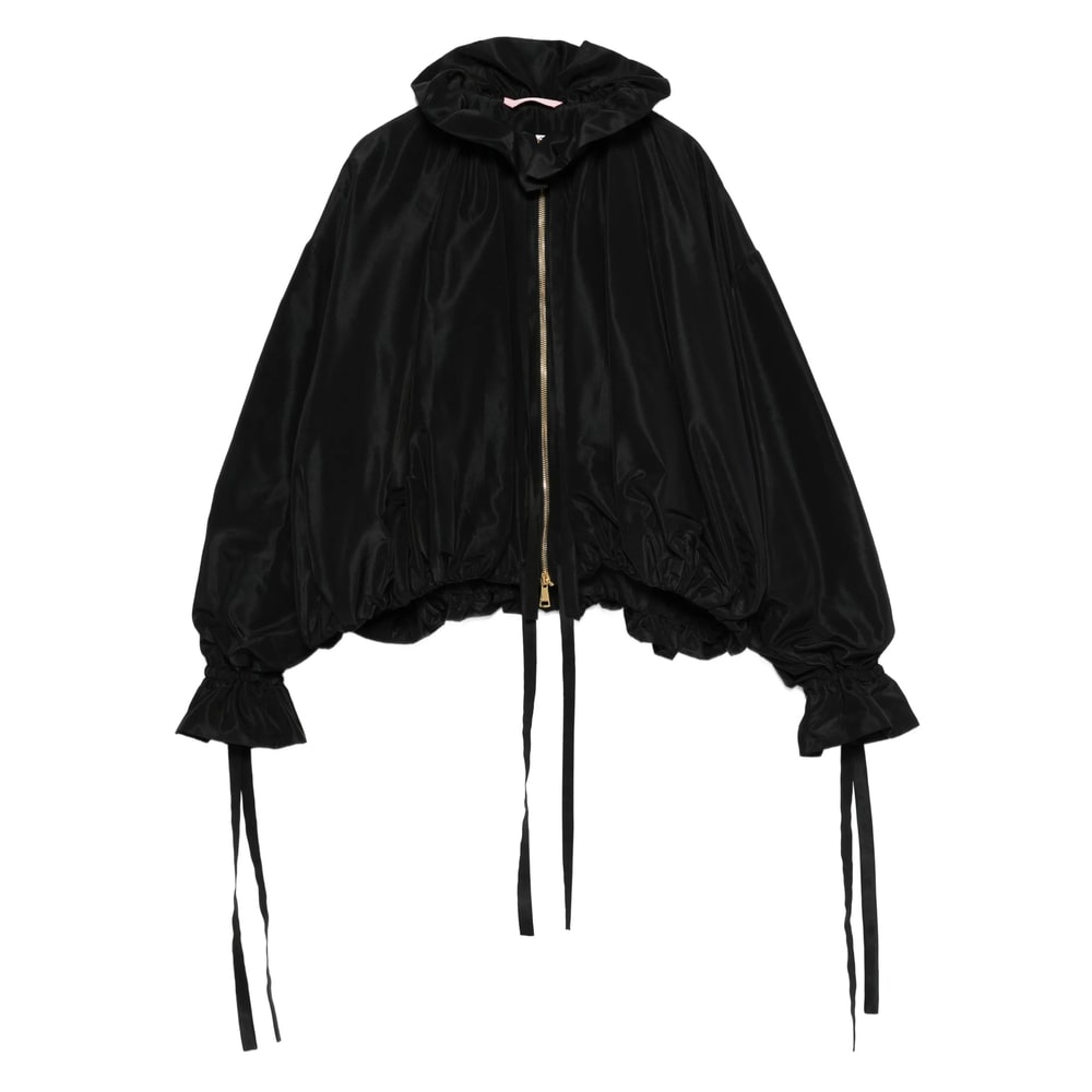 Vivetta Ruffled Zip-front Jacket In Black