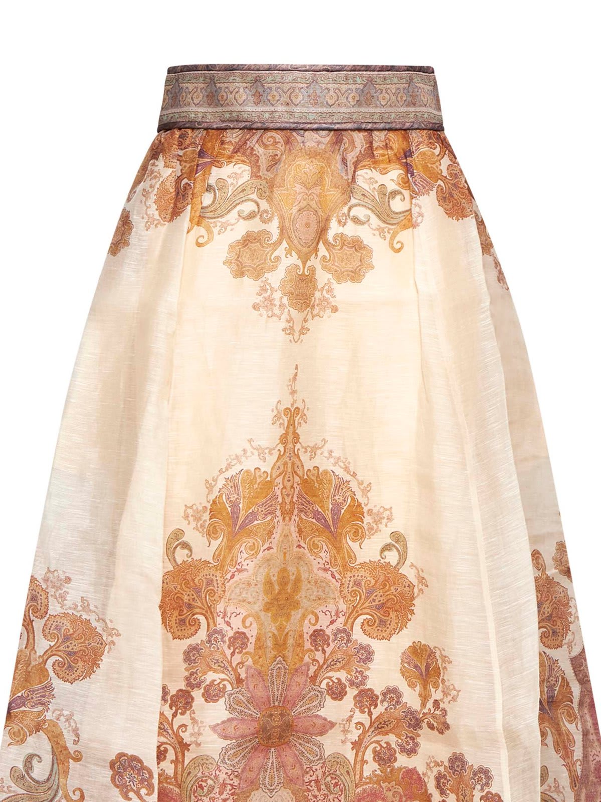 Shop Zimmermann Illustration Midi Skirt In Pink