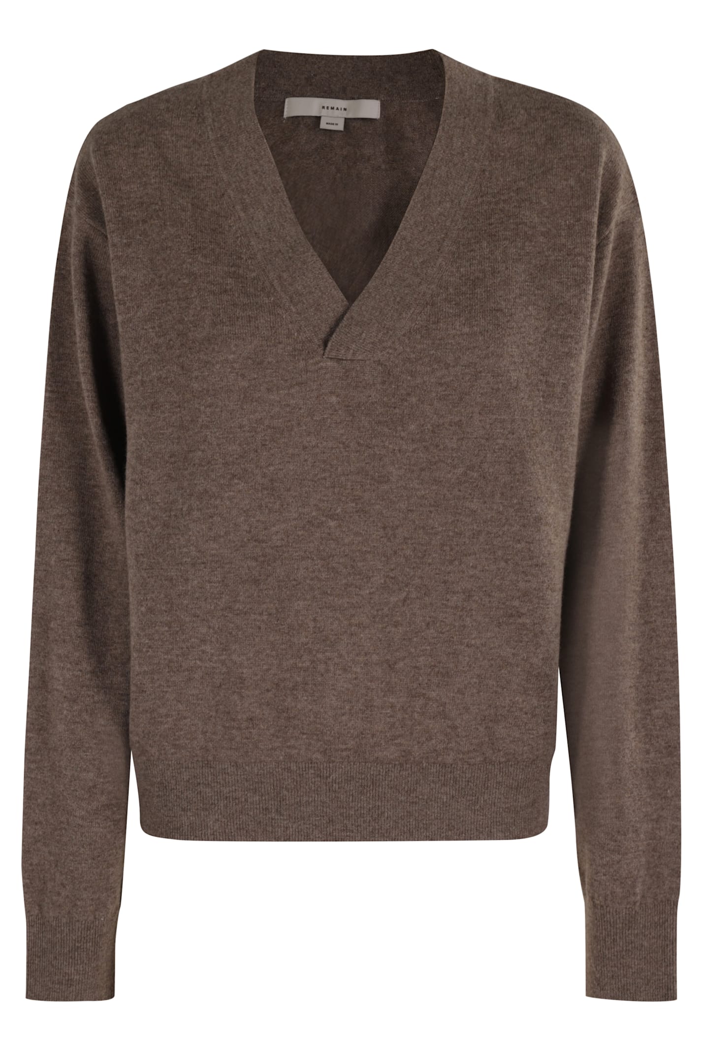 Remain Birger Christensen Remain V-neck Sweater With Relaxed Fit In Brown