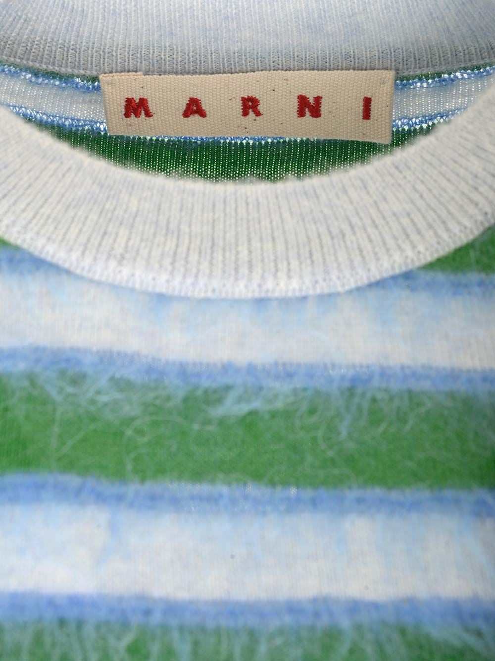 Shop Marni Striped Virgin Wool Sweater In Light Blue