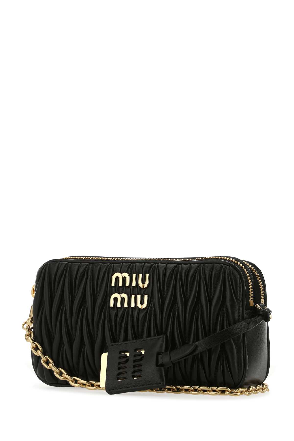 Shop Miu Miu Black Nappa Leather Mini Crossbody Bag In F0002