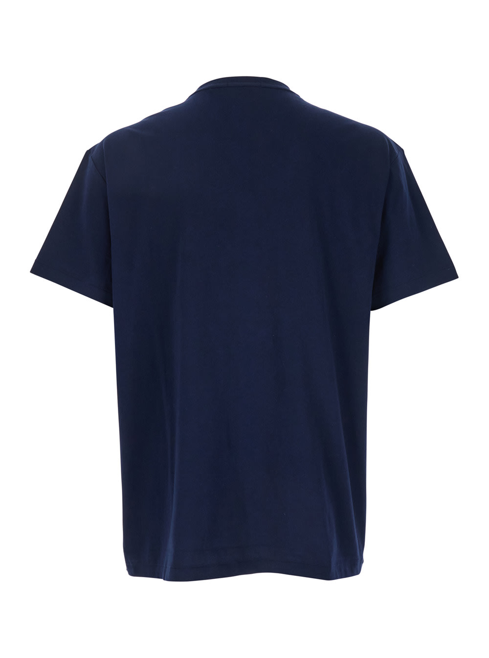 Polo Ralph Lauren Blue Crewneck T-shirt With Logo Print On The Front In Blue