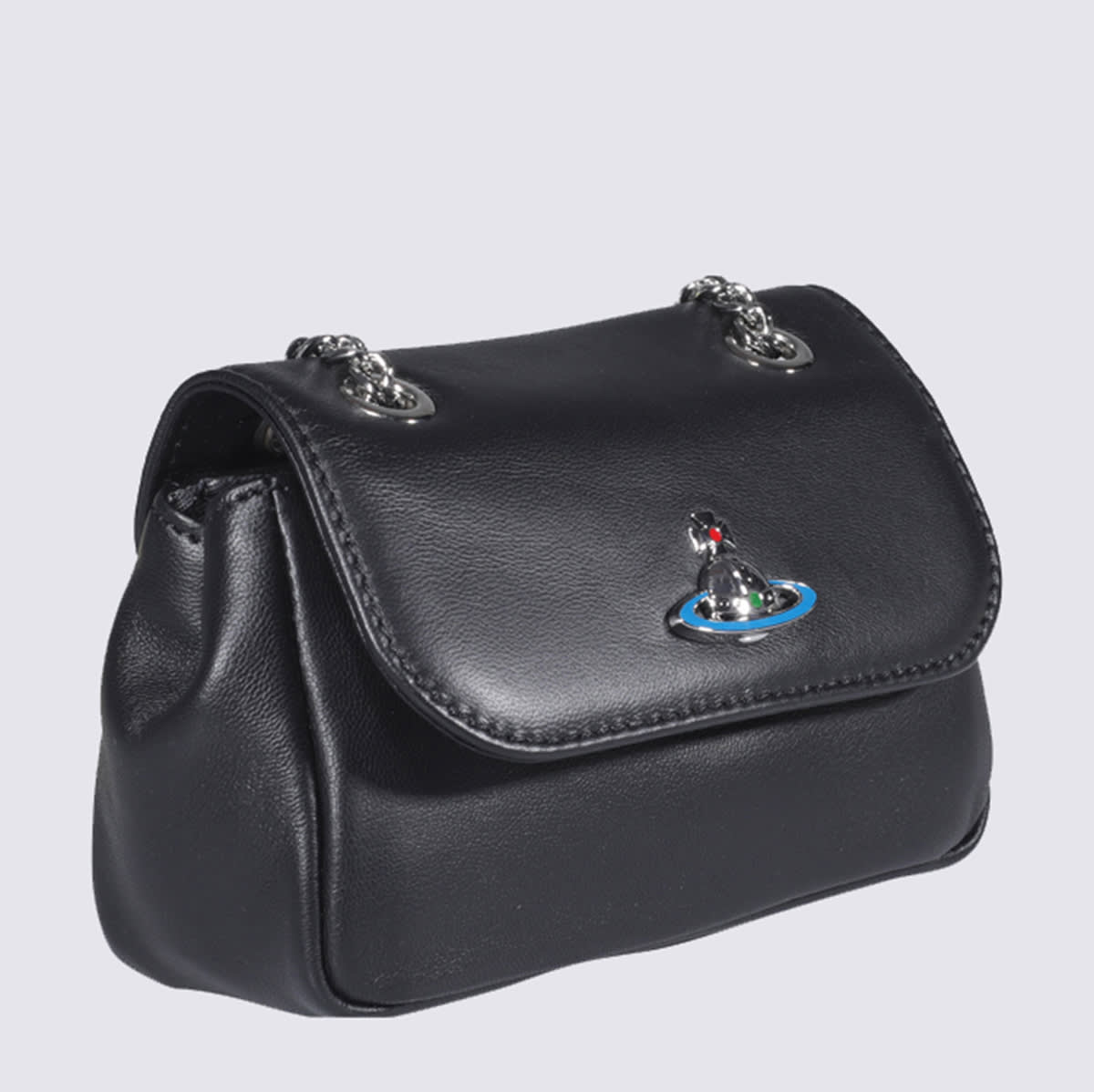 Vivienne Westwood Black Leather Shoulder Bag In Black