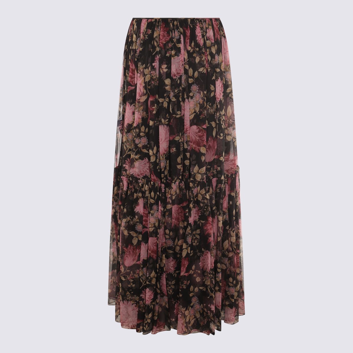 Chloé Black Multicolor Silk Skirt