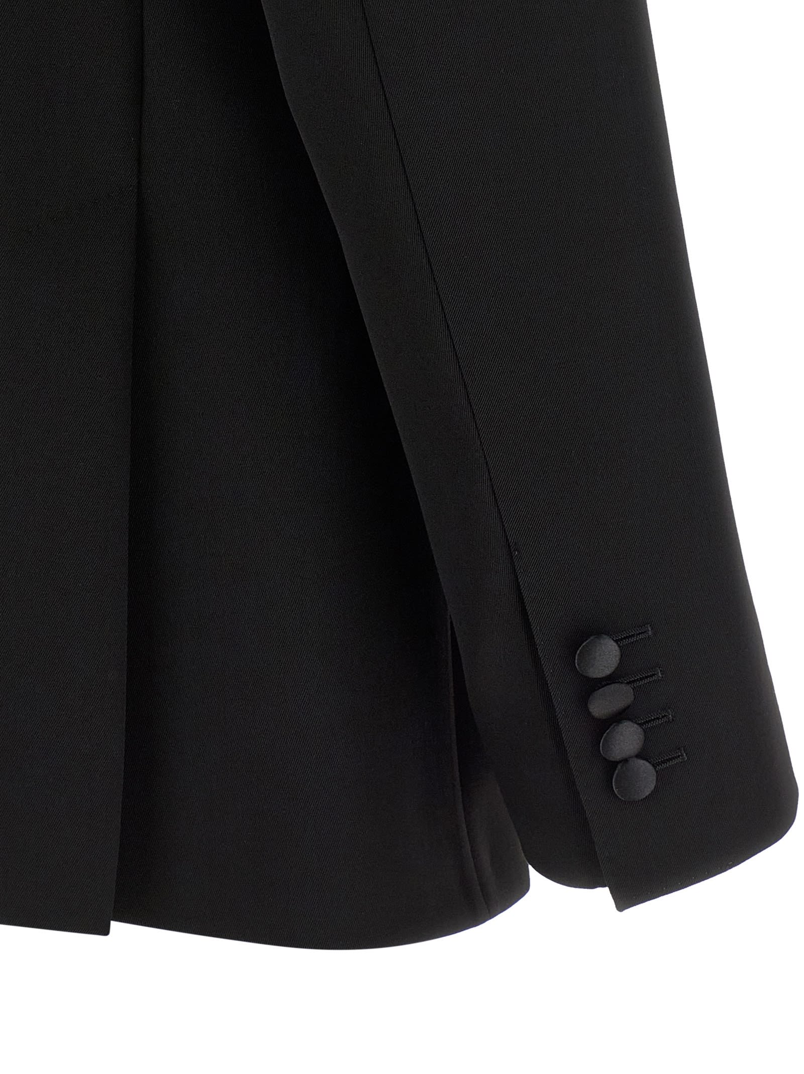Dolce & Gabbana Double-breasted Satin-lapel Jacket In Black