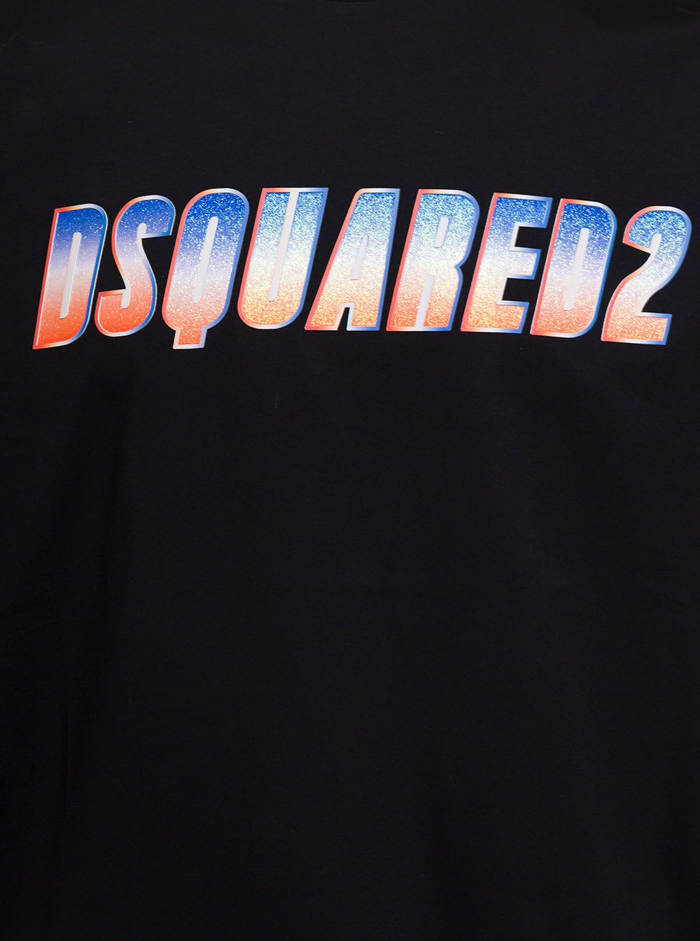 Shop Dsquared2 Black Crewneck T-shirt With Front Logo Print In Cotton Man