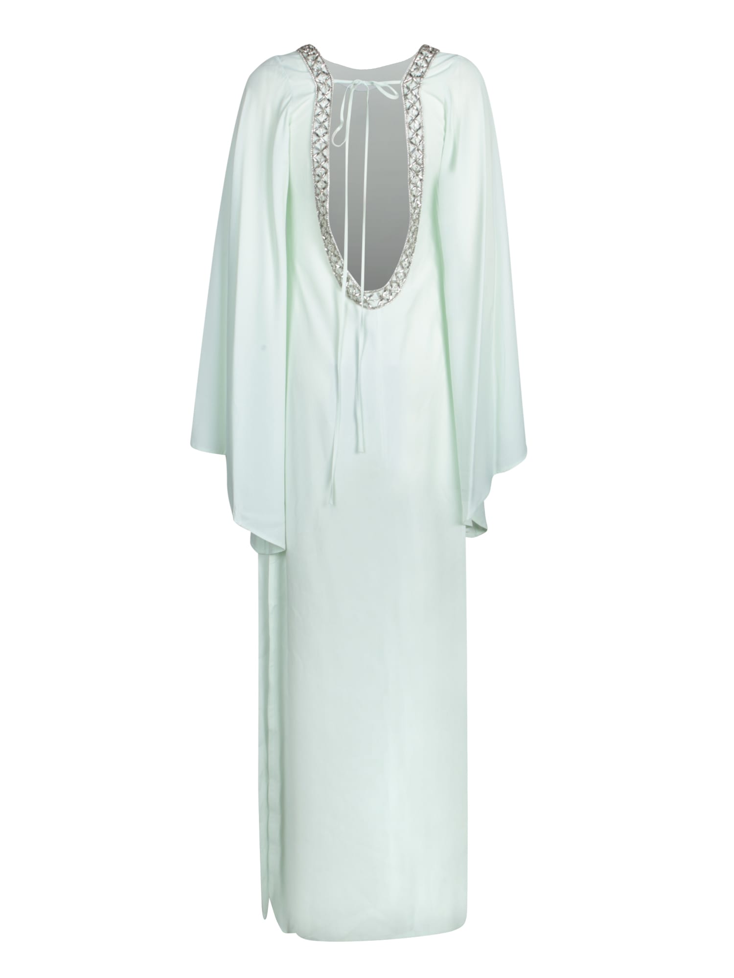 Amen Aqua Green Kaftan Dress With Crystal-embellished Neckline In Green
