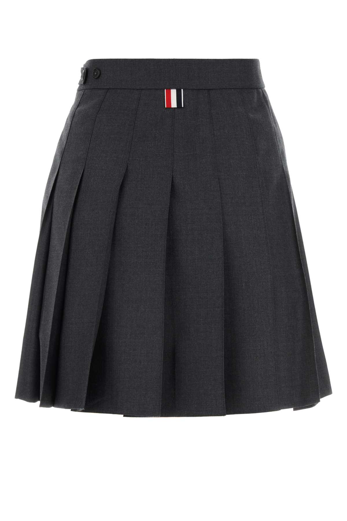 Shop Thom Browne Graphite Wool Mini Skirt In Darkgrey