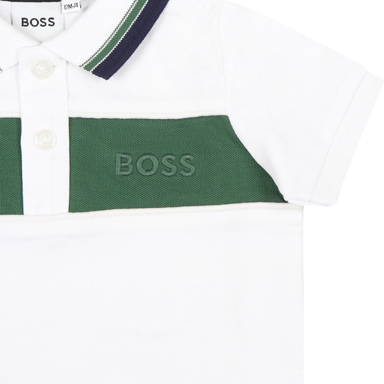 Shop Hugo Boss White Polo Shirt For Baby Boy With Logo