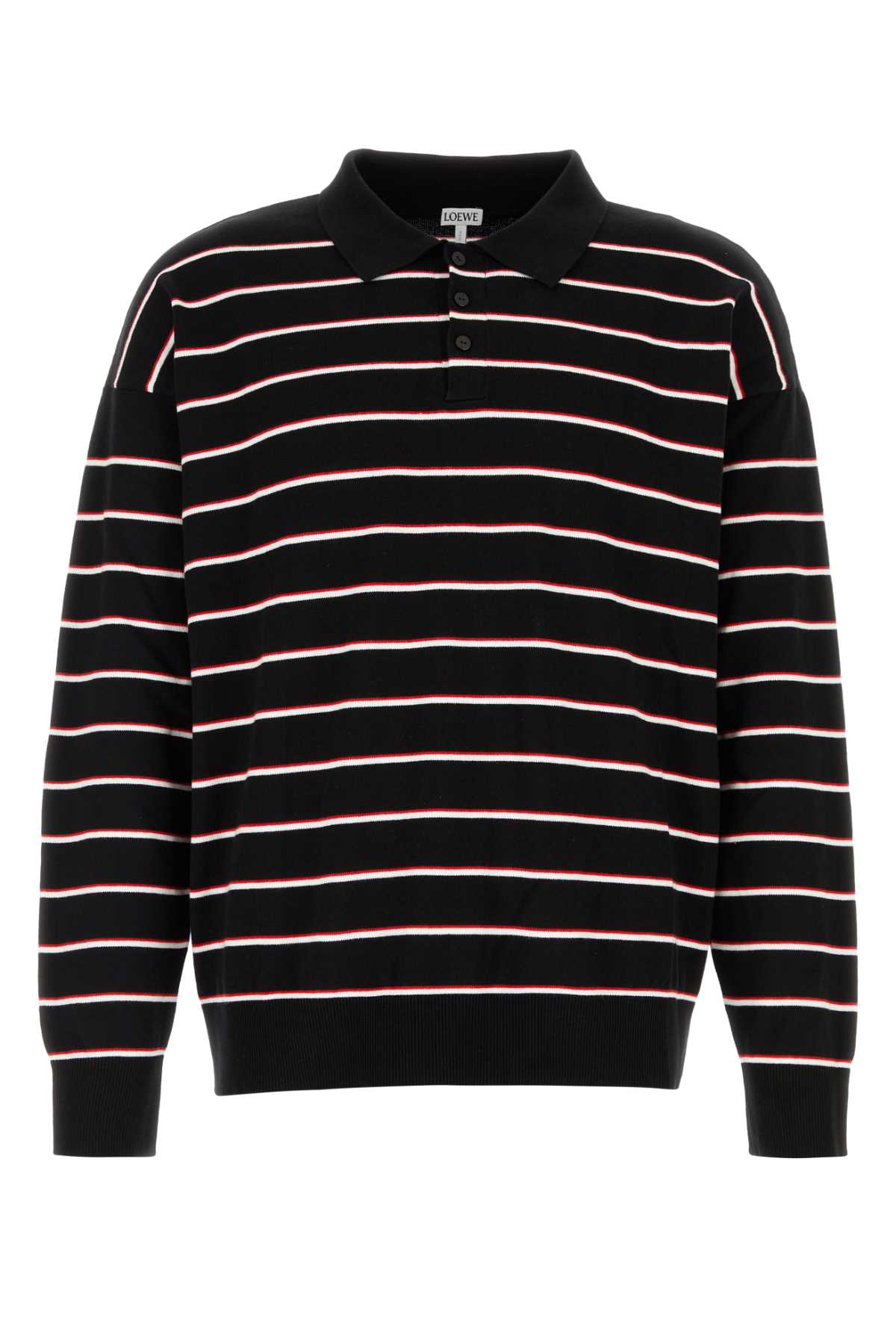 Shop Loewe Embroidered Cotton Polo Shirt In Blackredwhite